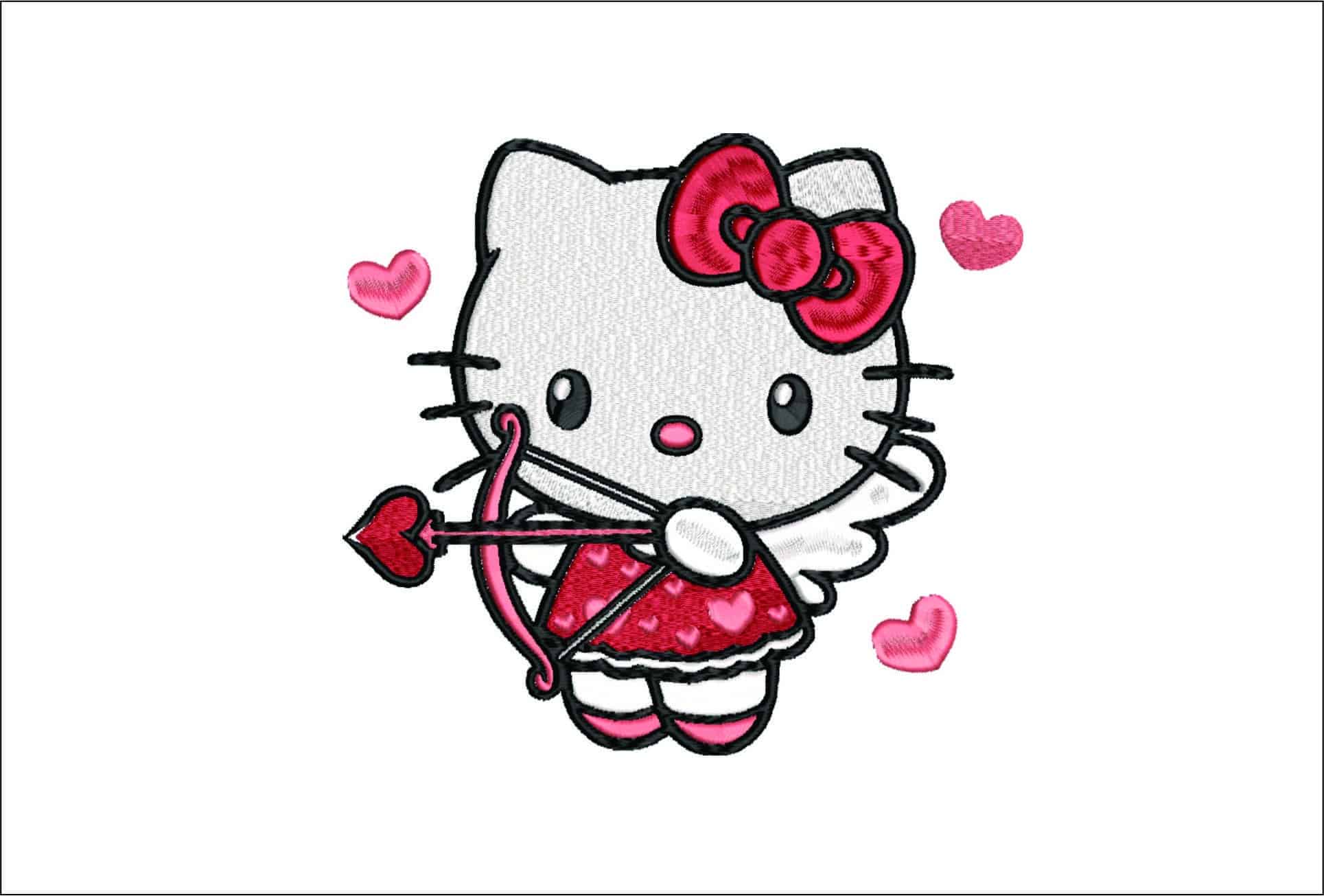 Hello Kitty Cupid - Caterpillar - Elegant embroidery design file - instant download