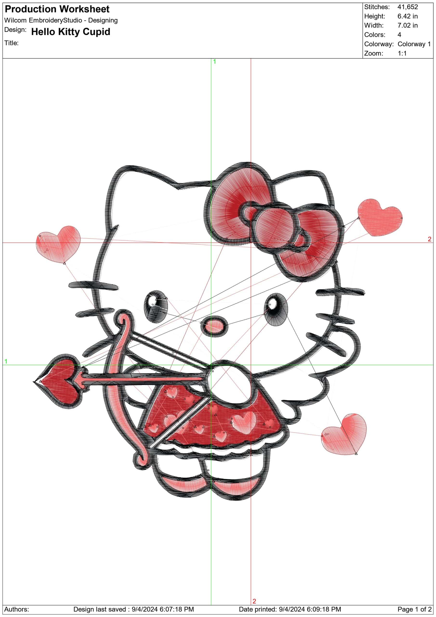 Hello Kitty Cupid - Caterpillar - Elegant embroidery design file - instant download — view 3