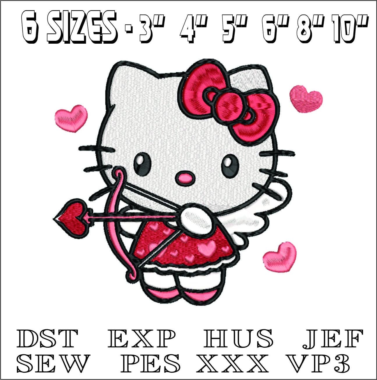 Hello Kitty Cupid - Caterpillar - Elegant embroidery design file - instant download — view 2