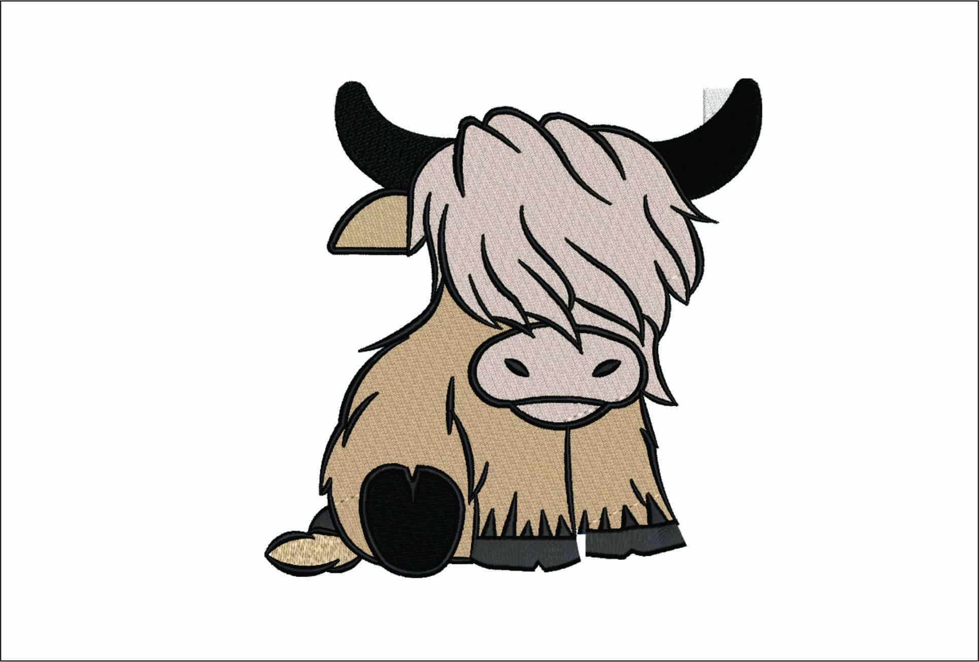 Highland Cow- Elegant embroidery design file - instant download