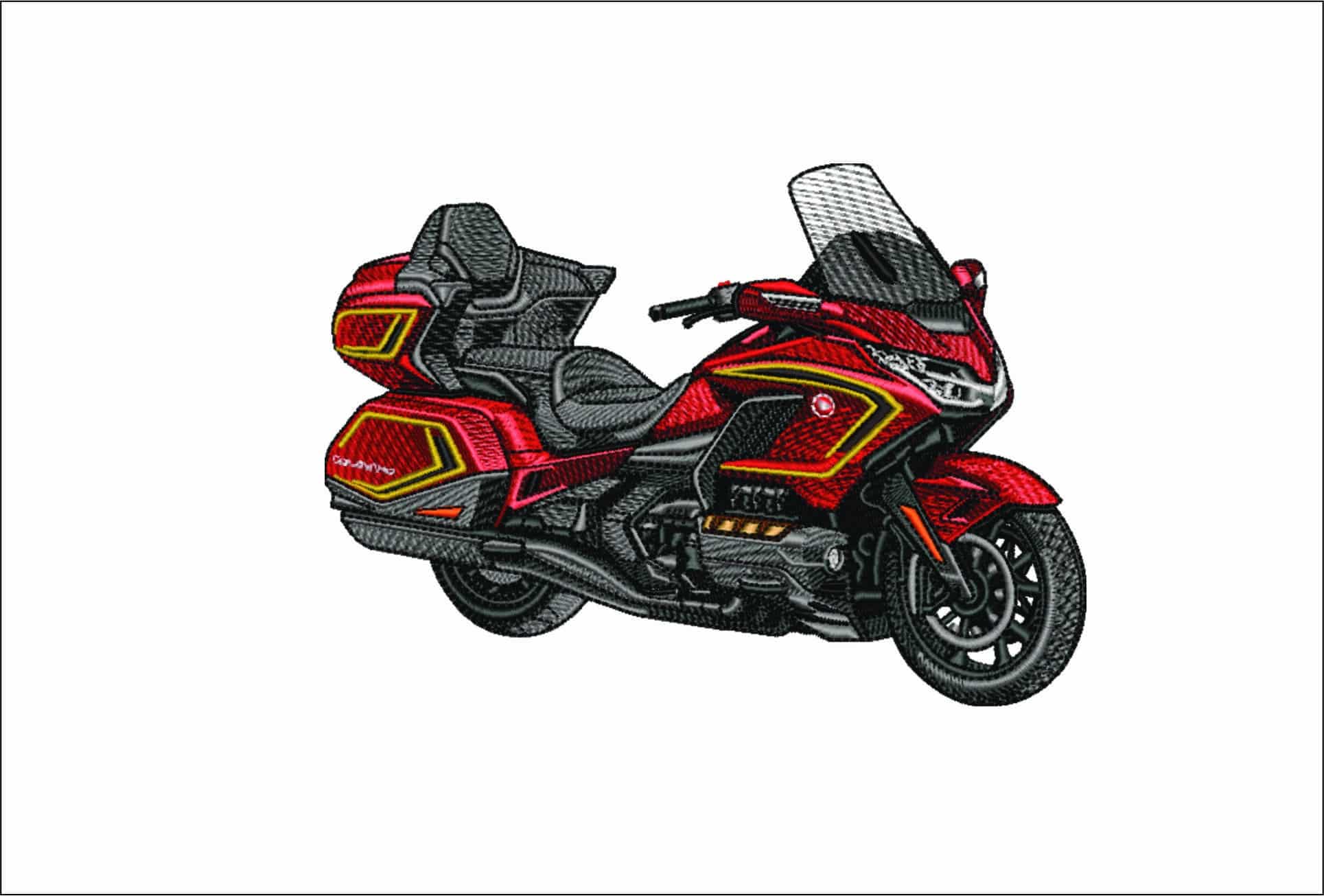 Honda Goldwing Motorbike- Elegant embroidery design file - instant download