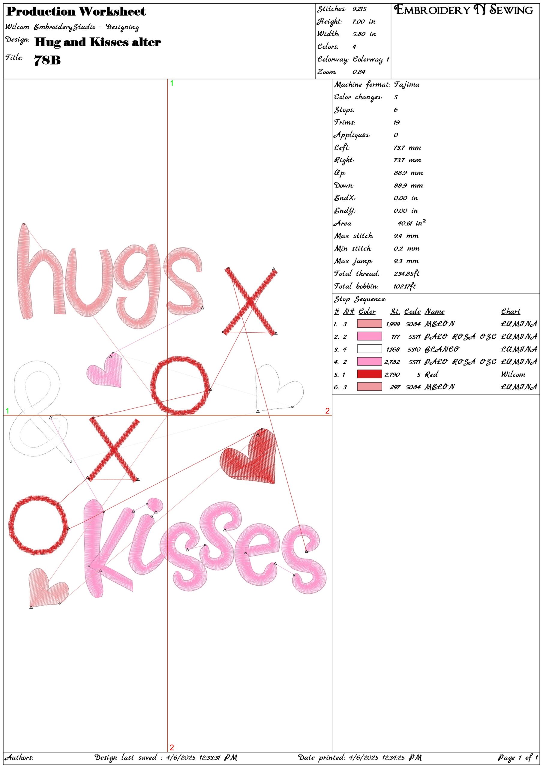 Hug and Kisses alter- Elegant embroidery design file - instant download — view 3