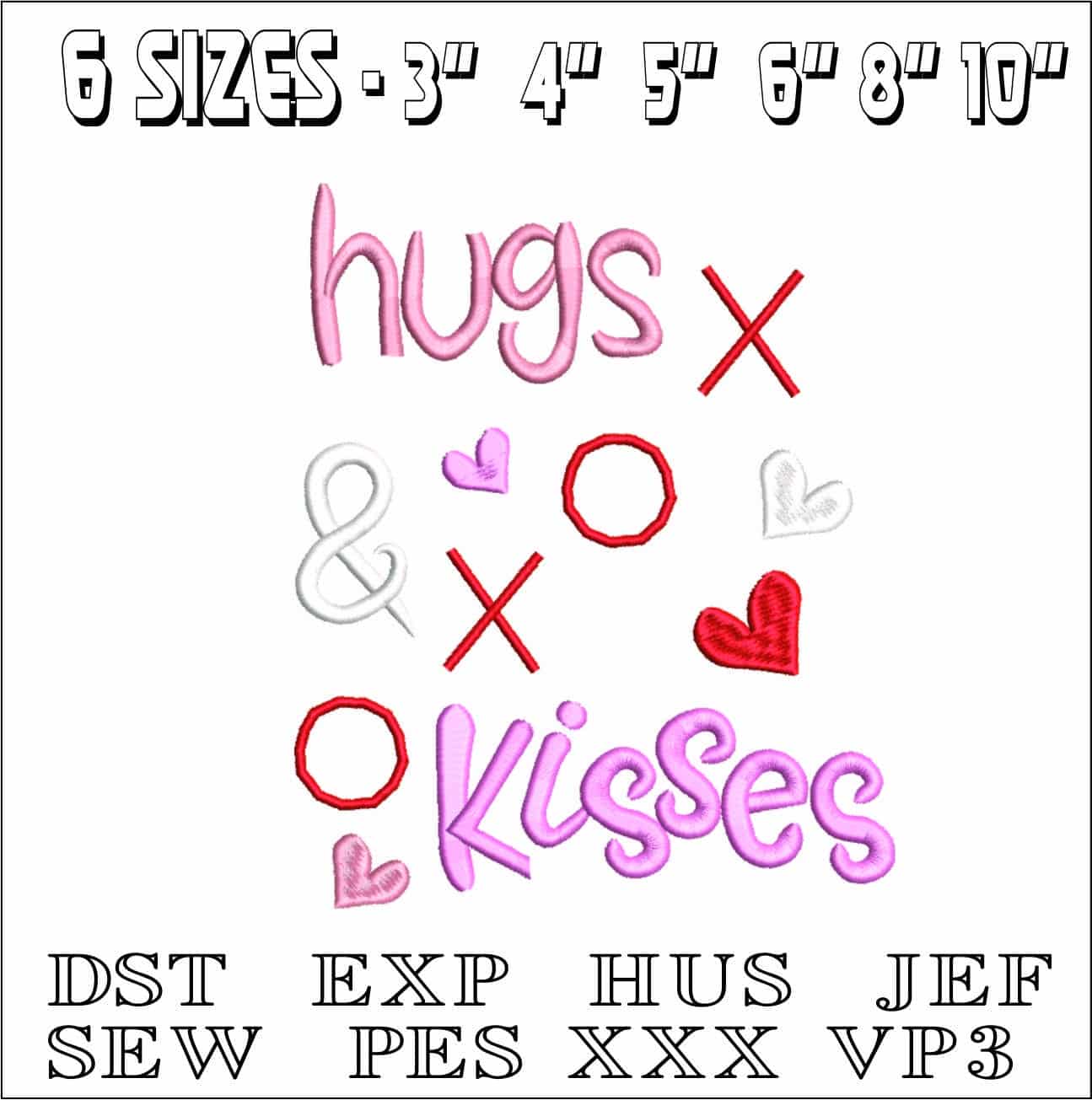 Hug and Kisses alter- Elegant embroidery design file - instant download — view 2