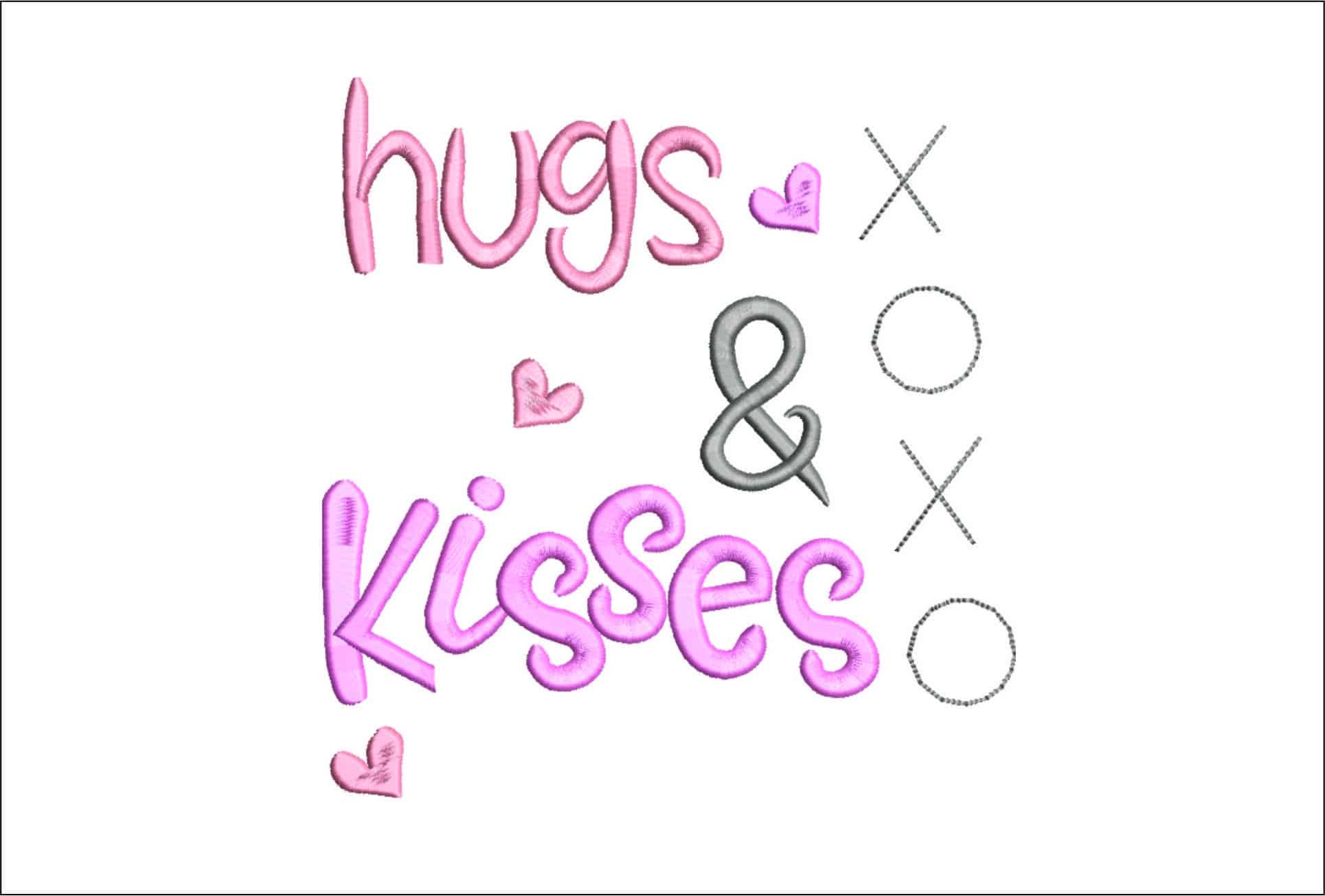 Hugs and Kisses- Elegant embroidery design file - instant download