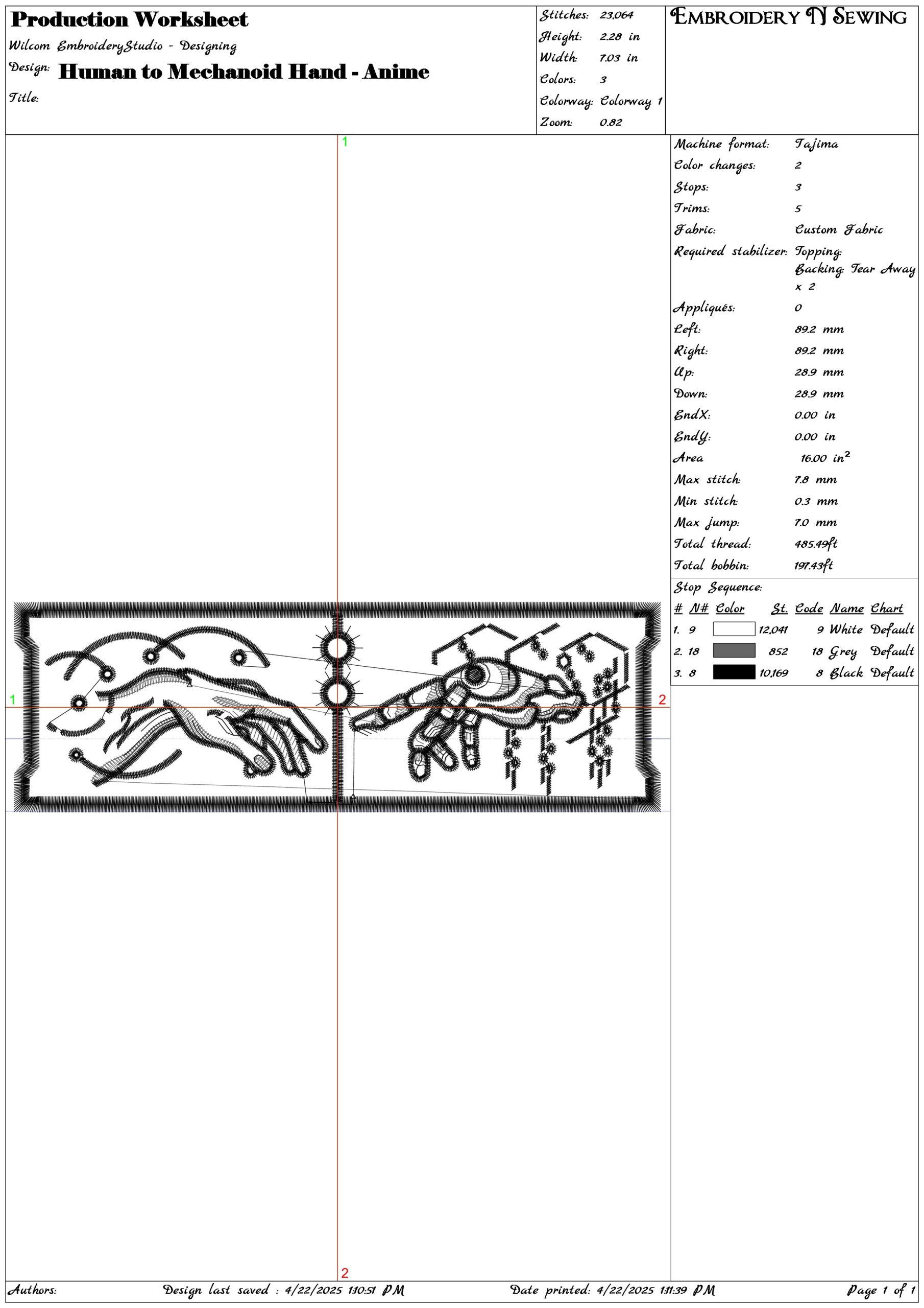 Human to Mechanoid Hand- Elegant embroidery design file - instant download — view 3