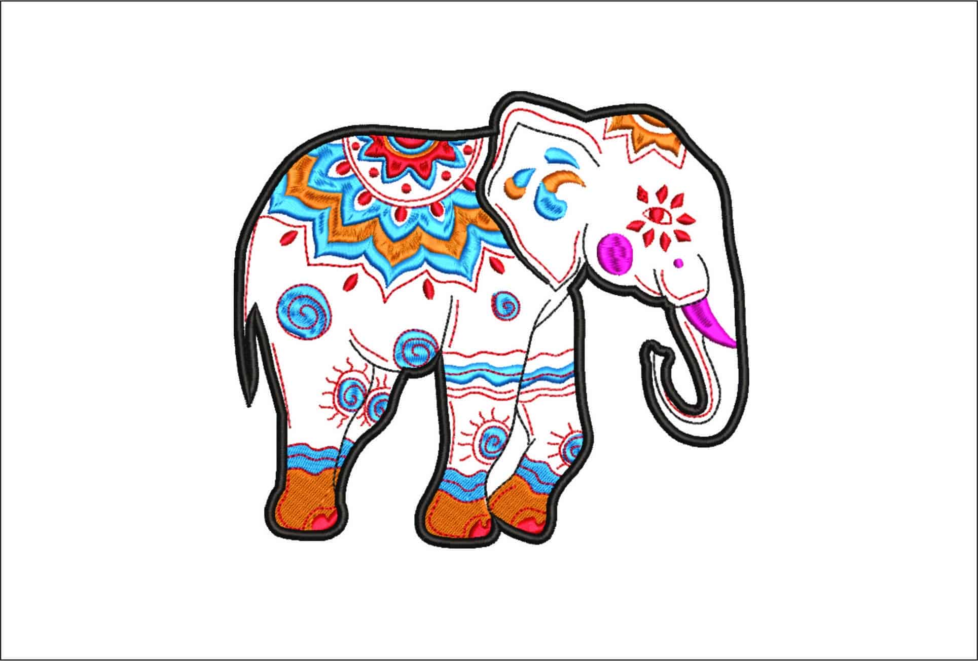 Indian Elephant Decorated- Elegant embroidery design file - instant download