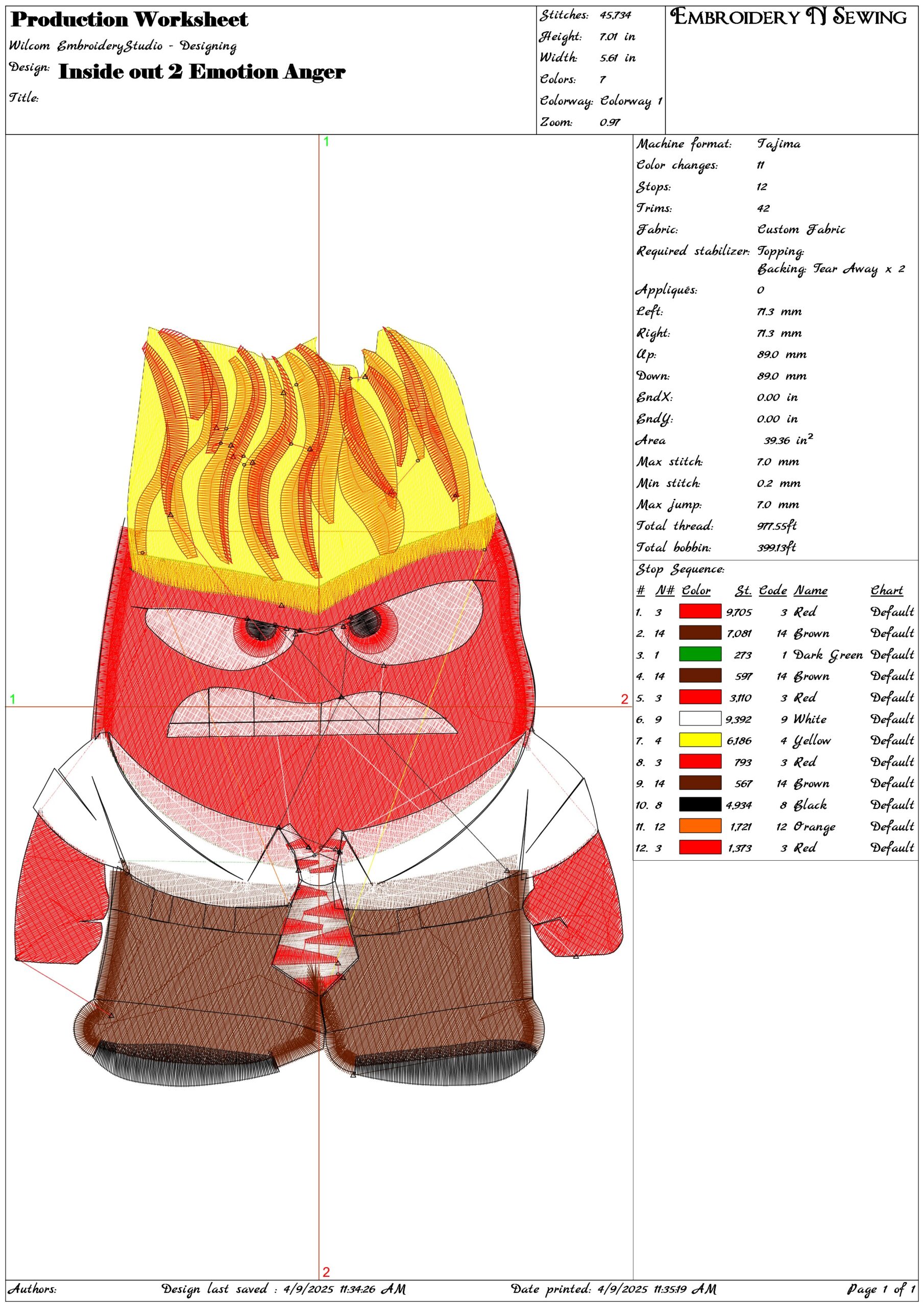 Inside out 2 Emotion Anger- Elegant embroidery design file - instant download — view 3