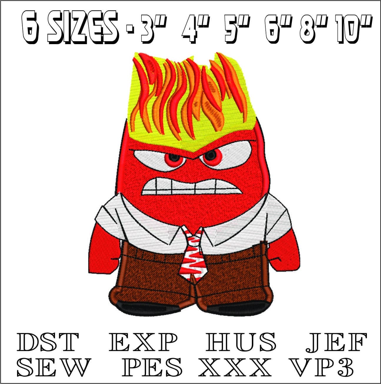 Inside out 2 Emotion Anger- Elegant embroidery design file - instant download — view 2
