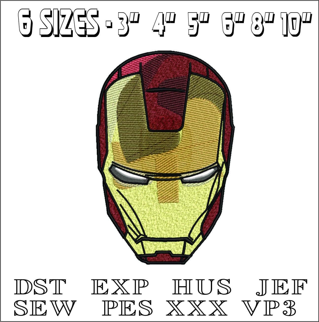 Iron Man Mask- Elegant embroidery design file - instant download — view 2