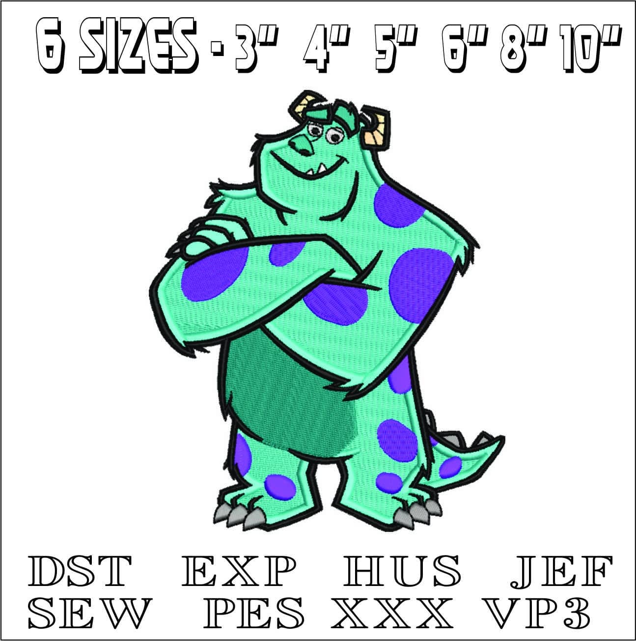 James P Sullivan - Sulley Monsters Inc- Elegant embroidery design file - instant download — view 2