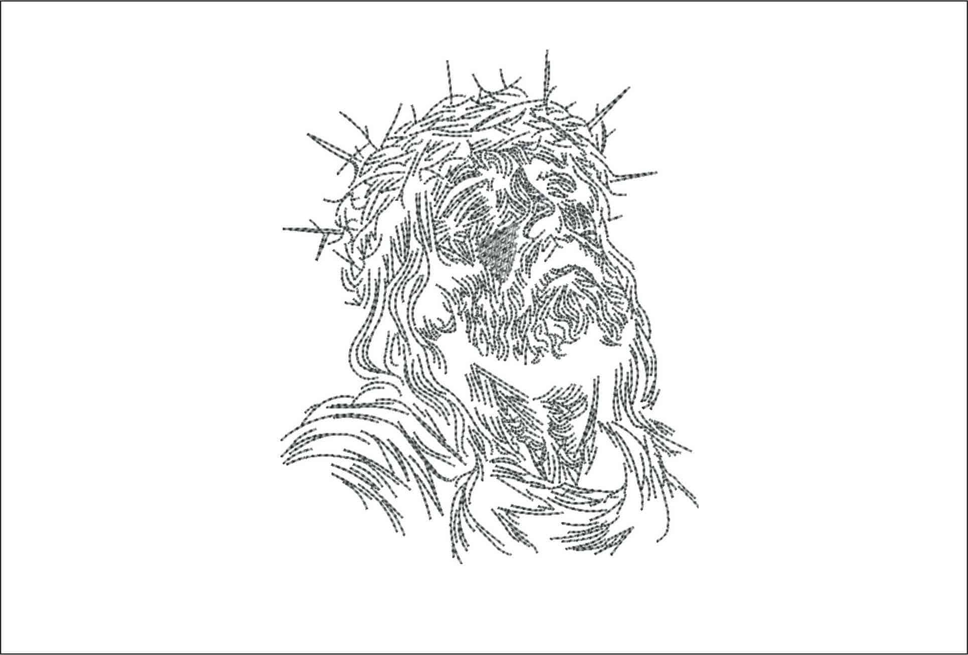 Jesus with Crown of Thorns- Elegant embroidery design file - instant download