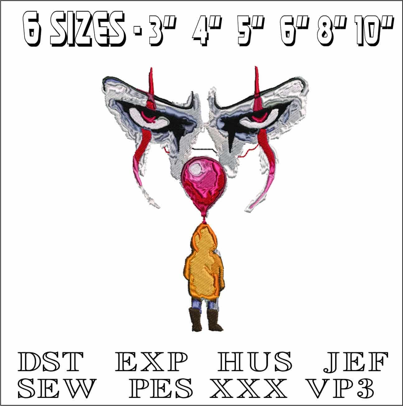 Joker Face looked at- Elegant embroidery design file - instant download — view 2