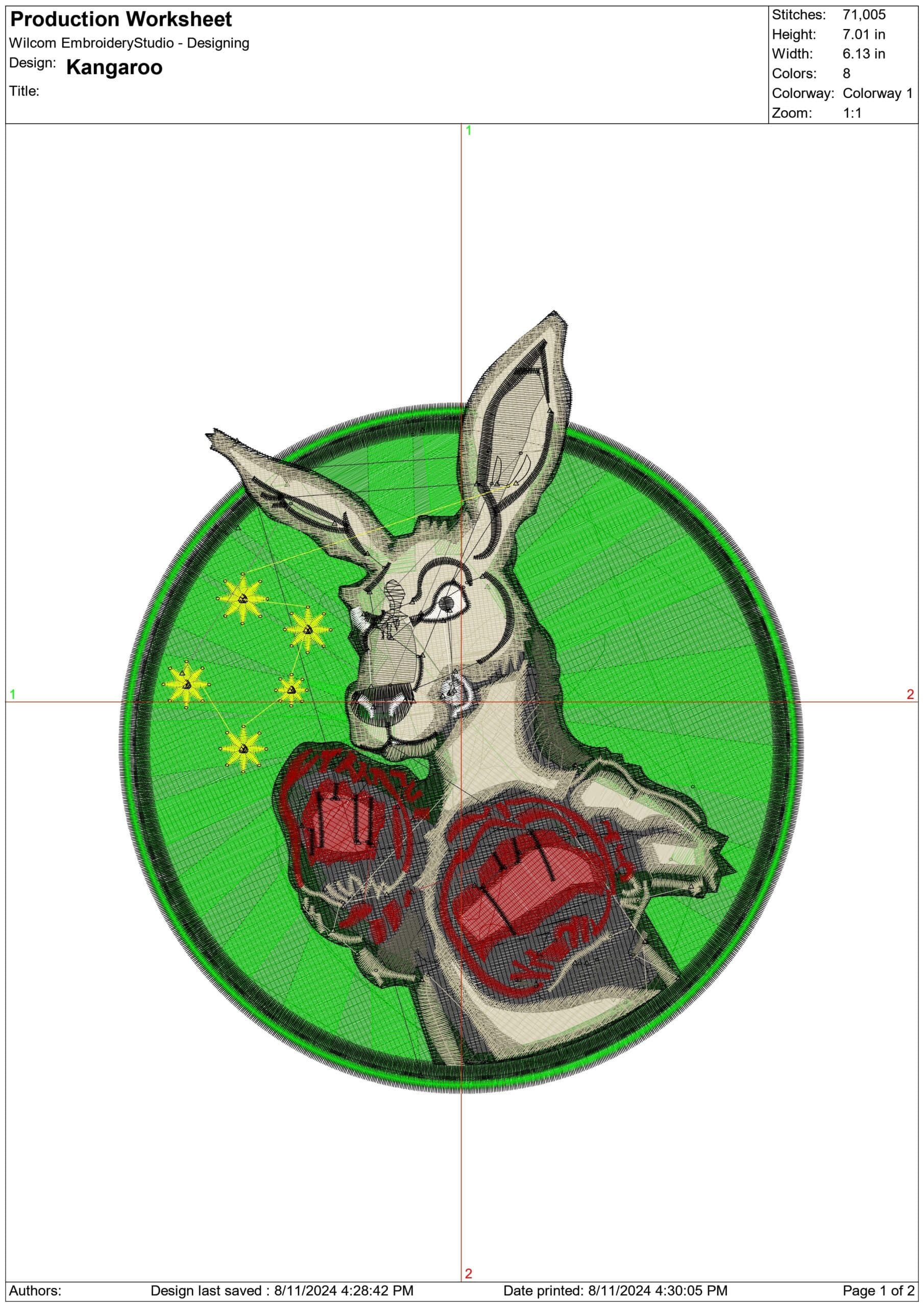 Kangaroo- Elegant embroidery design file - instant download — view 3