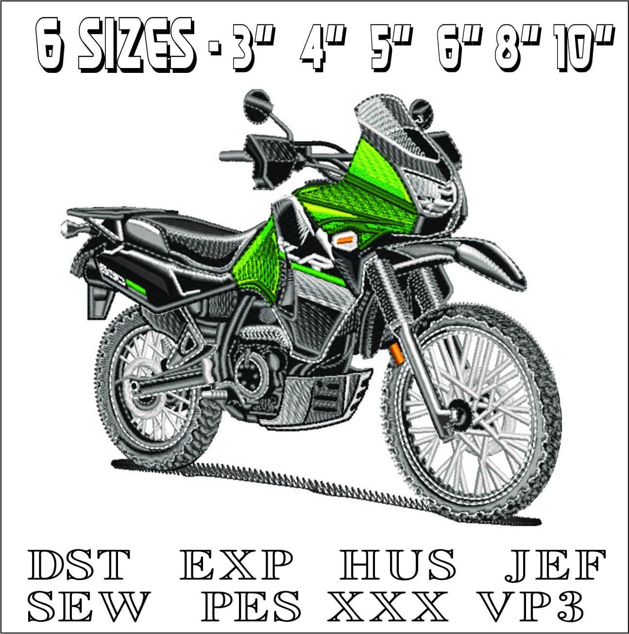 Kawasaki KLR Moto X Bike- Elegant embroidery design file - instant download — view 2