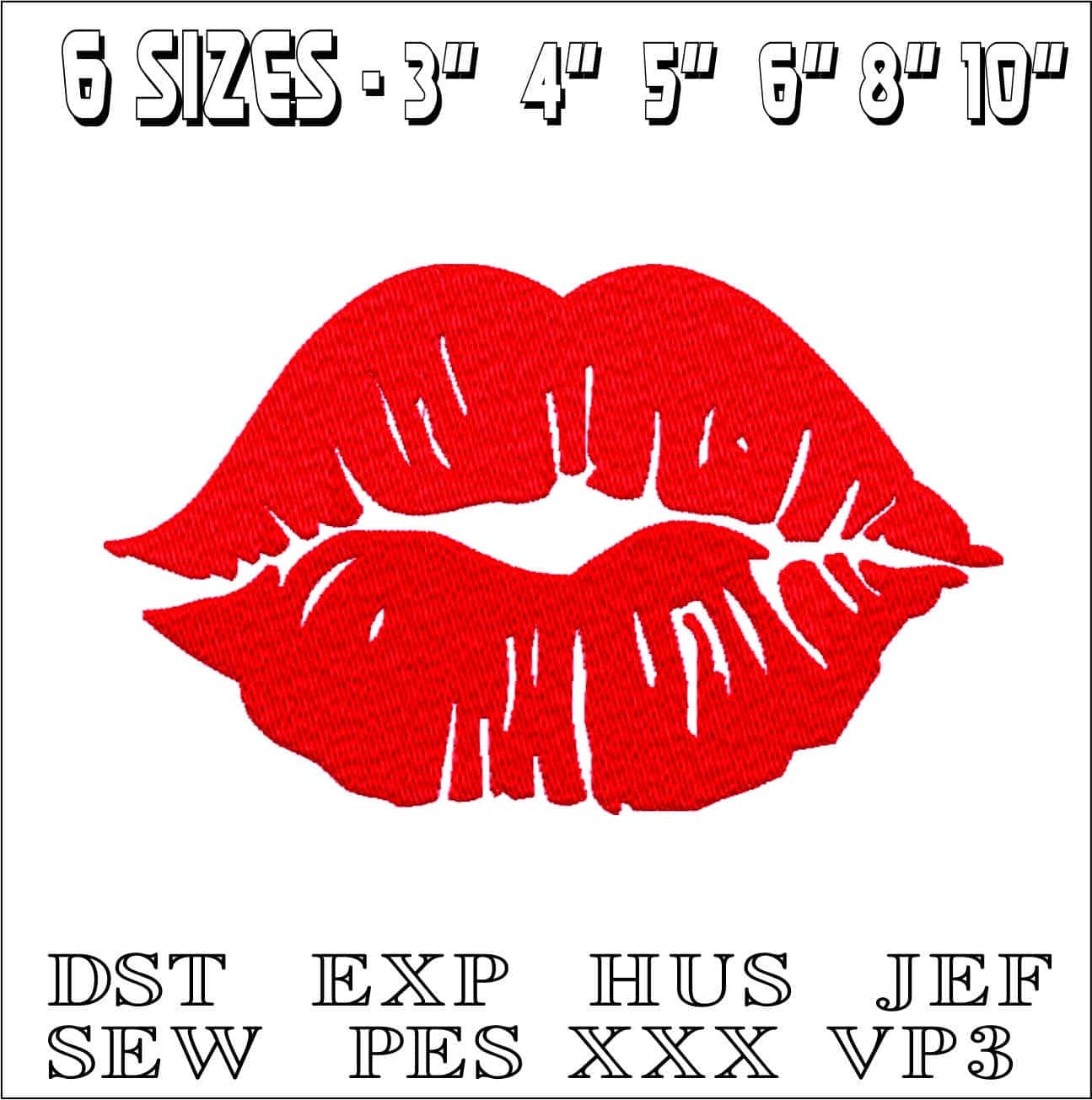 Kiss Lips- Elegant embroidery design file - instant download — view 2