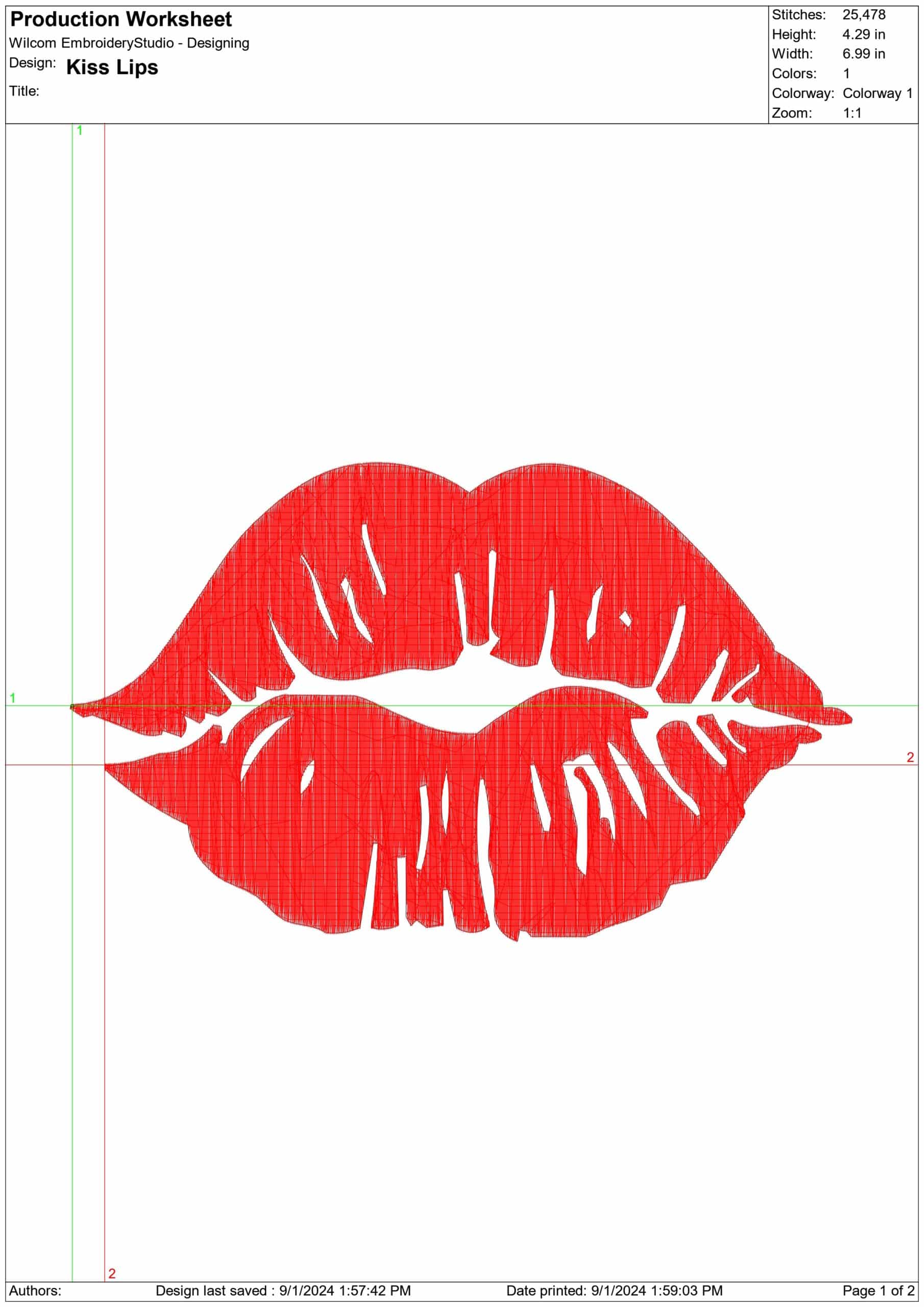 Kiss Lips- Elegant embroidery design file - instant download — view 3