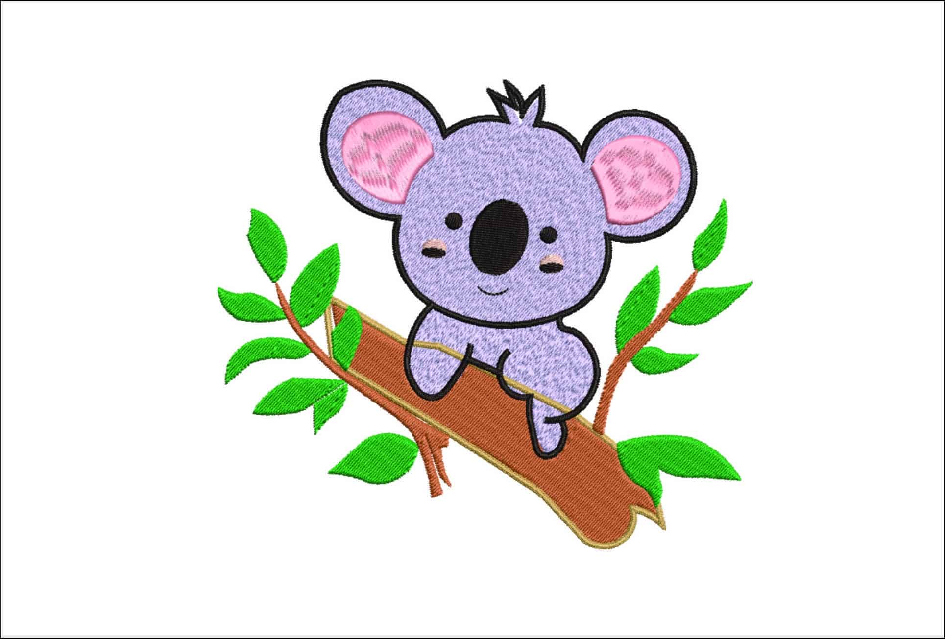 Koala Bear on Log- Elegant embroidery design file - instant download