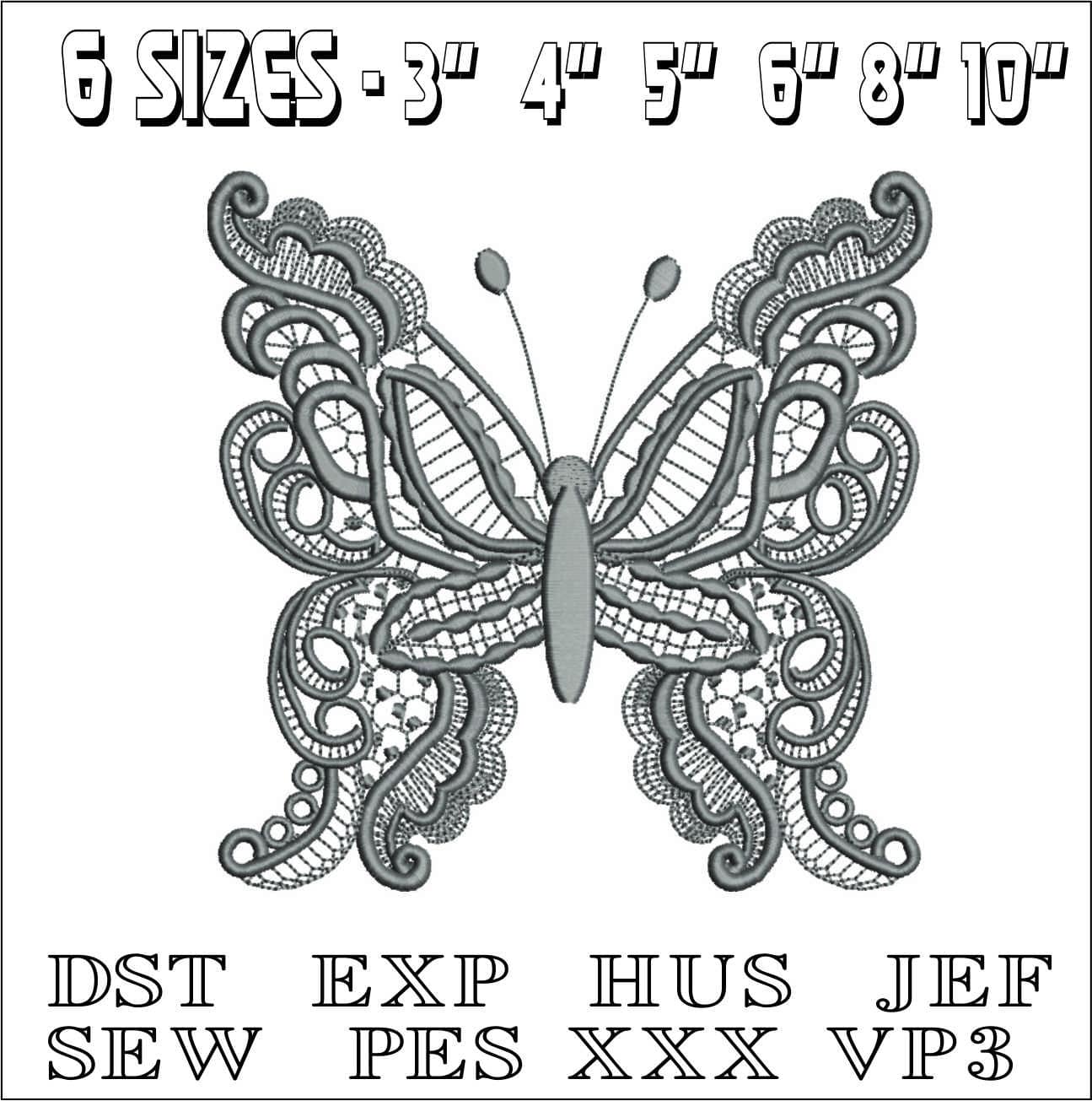Lace Butterfly- Elegant embroidery design file - instant download — view 2