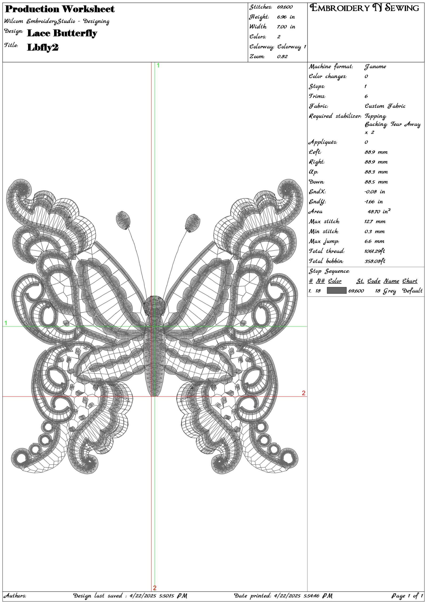 Lace Butterfly- Elegant embroidery design file - instant download — view 3