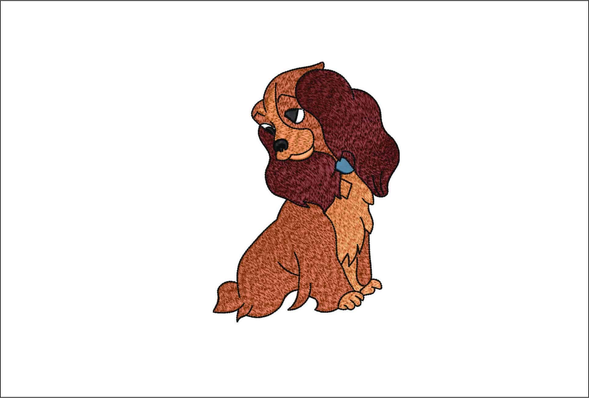 Lady - Disney Lady and the Tramp- Elegant embroidery design file - instant download