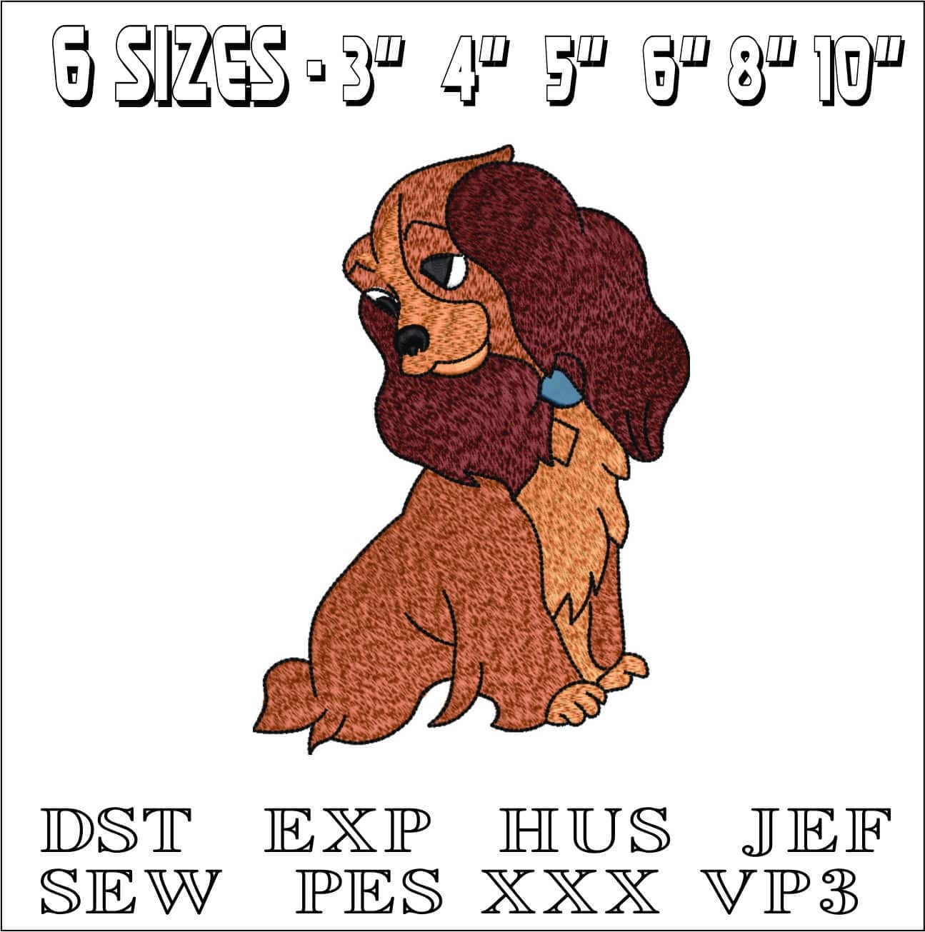 Lady - Disney Lady and the Tramp- Elegant embroidery design file - instant download — view 2