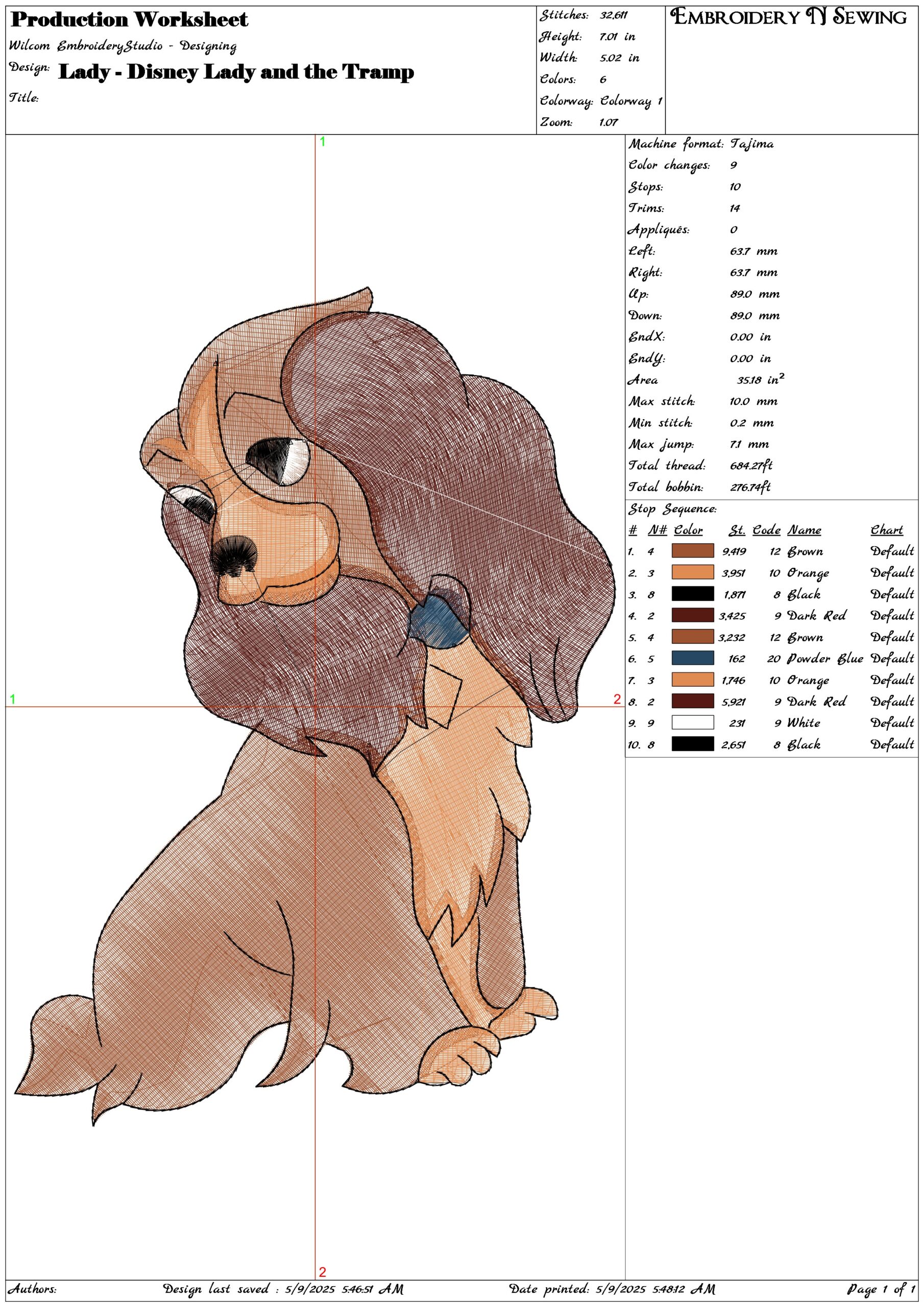 Lady - Disney Lady and the Tramp- Elegant embroidery design file - instant download — view 3