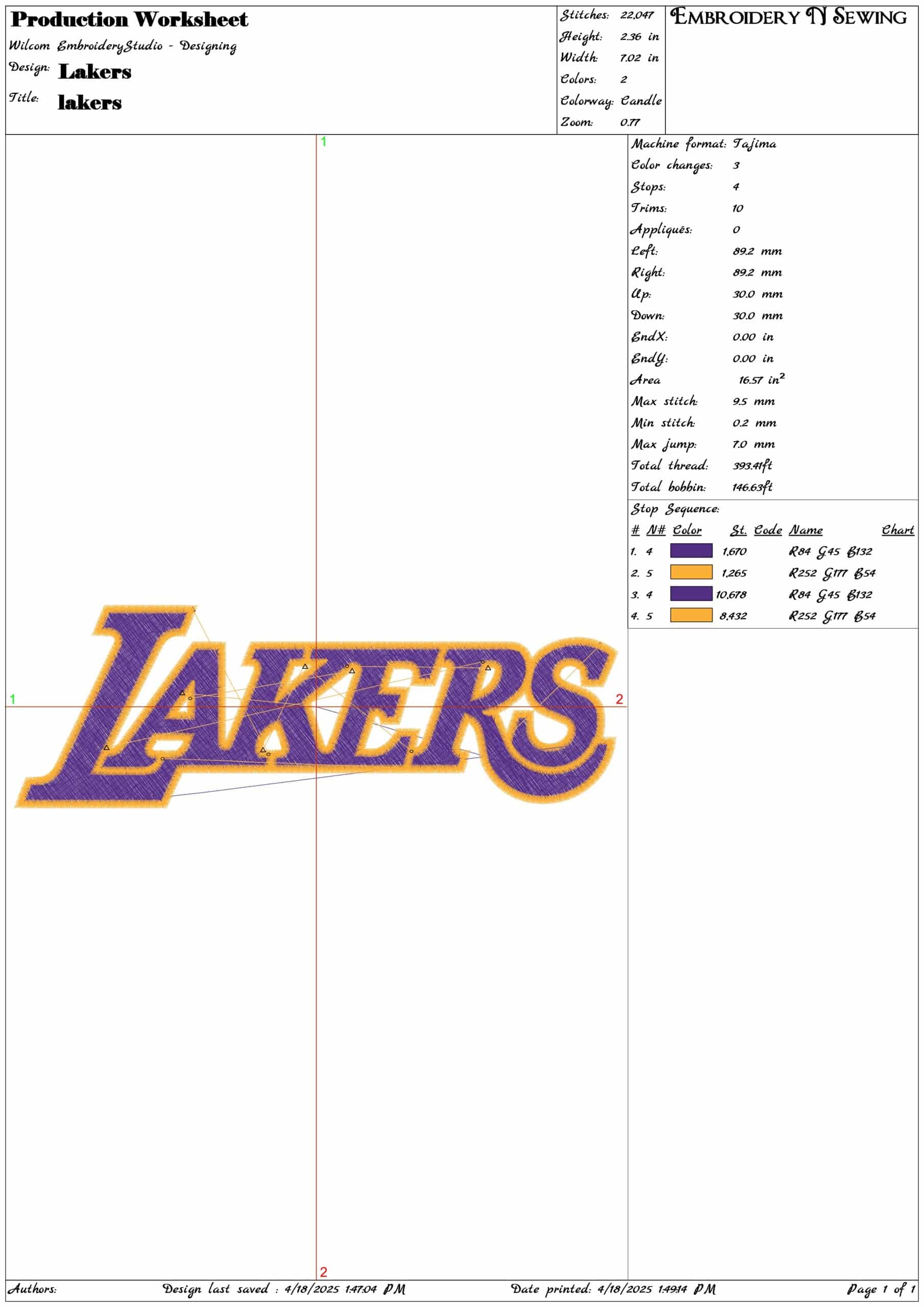 Lakers Only- Elegant embroidery design file - instant download — view 3