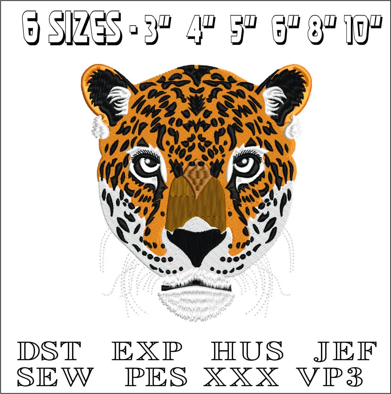 Leopard Face- Elegant embroidery design file - instant download — view 2
