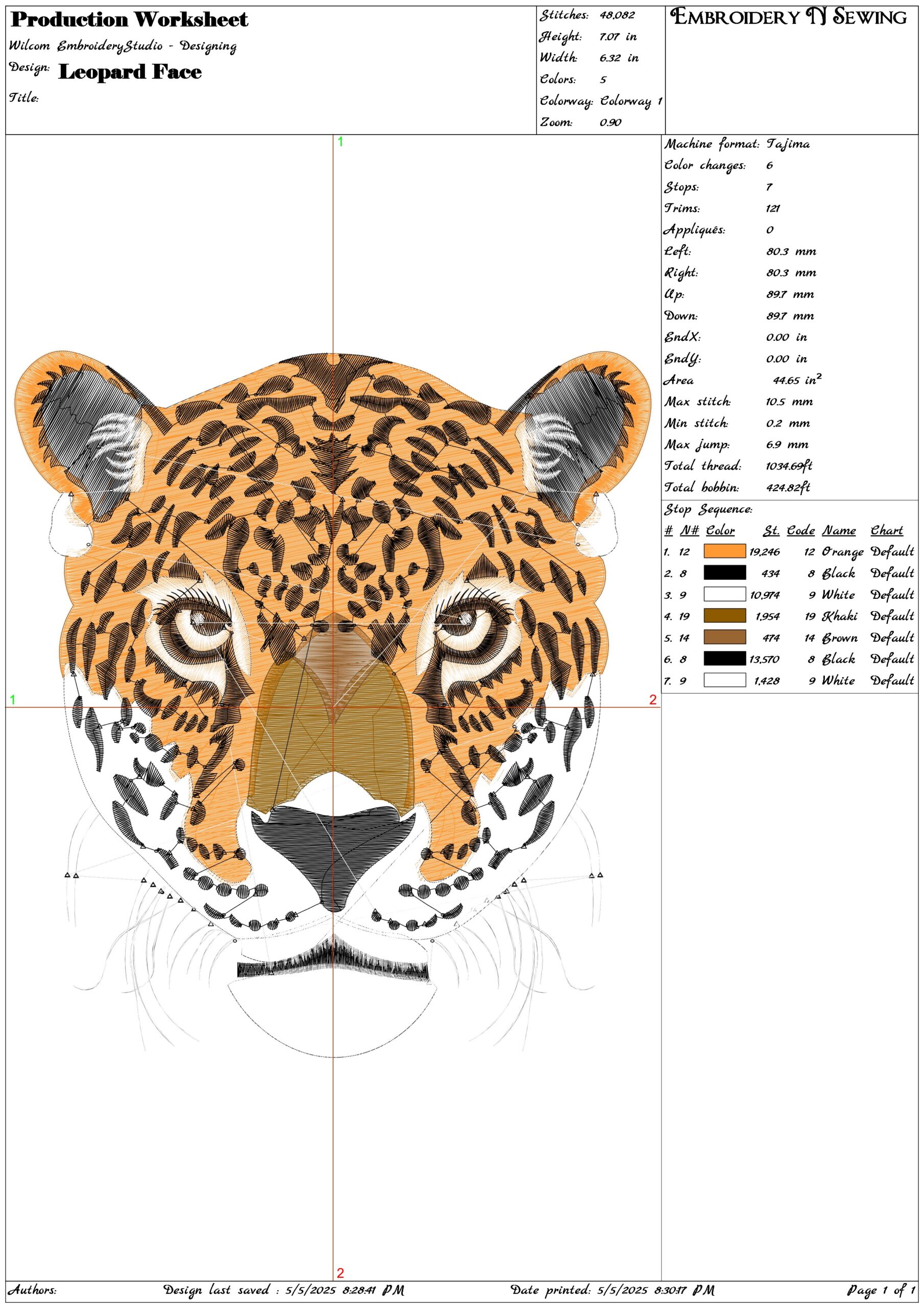 Leopard Face- Elegant embroidery design file - instant download — view 3