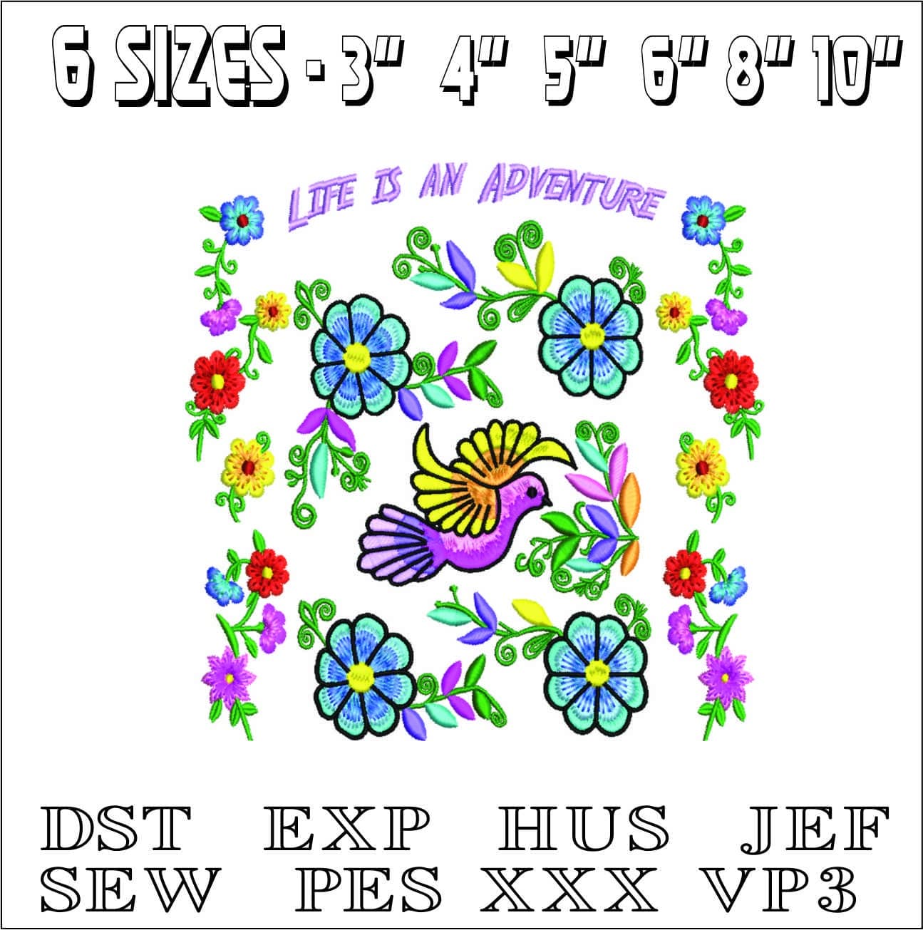 Life is an Adventure- Elegant embroidery design file - instant download — view 2