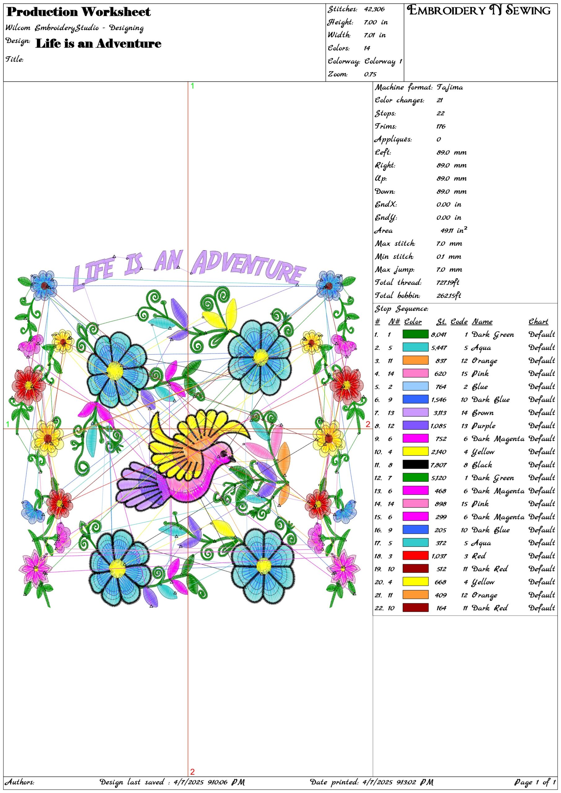 Life is an Adventure- Elegant embroidery design file - instant download — view 3
