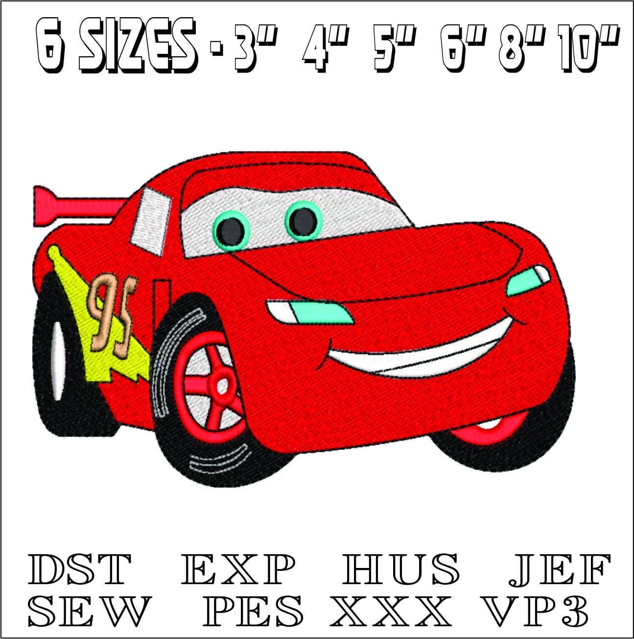 Lighting McQueen- Elegant embroidery design file - instant download — view 2