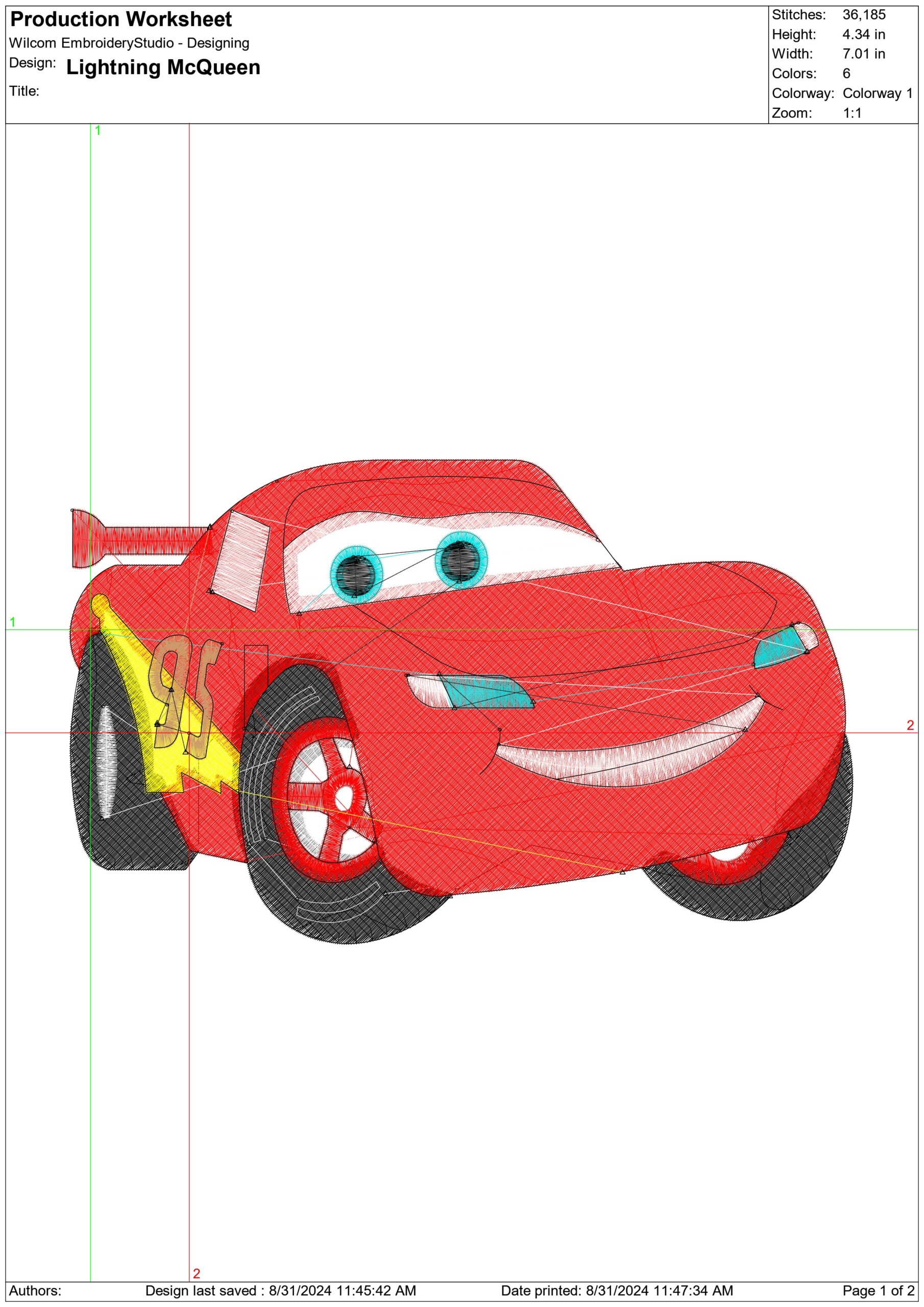 Lighting McQueen- Elegant embroidery design file - instant download — view 3