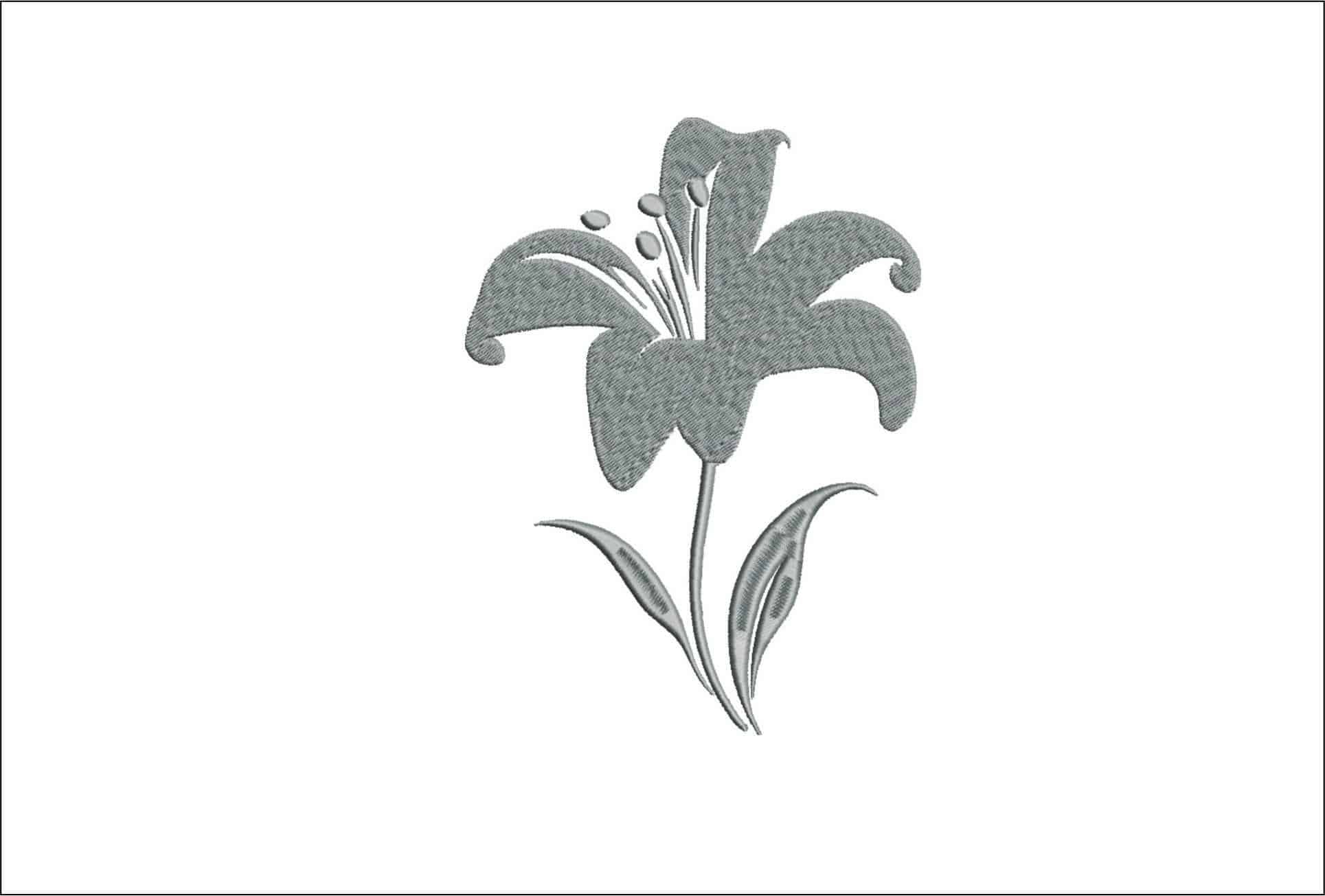 Lily Shiloette- Elegant embroidery design file - instant download