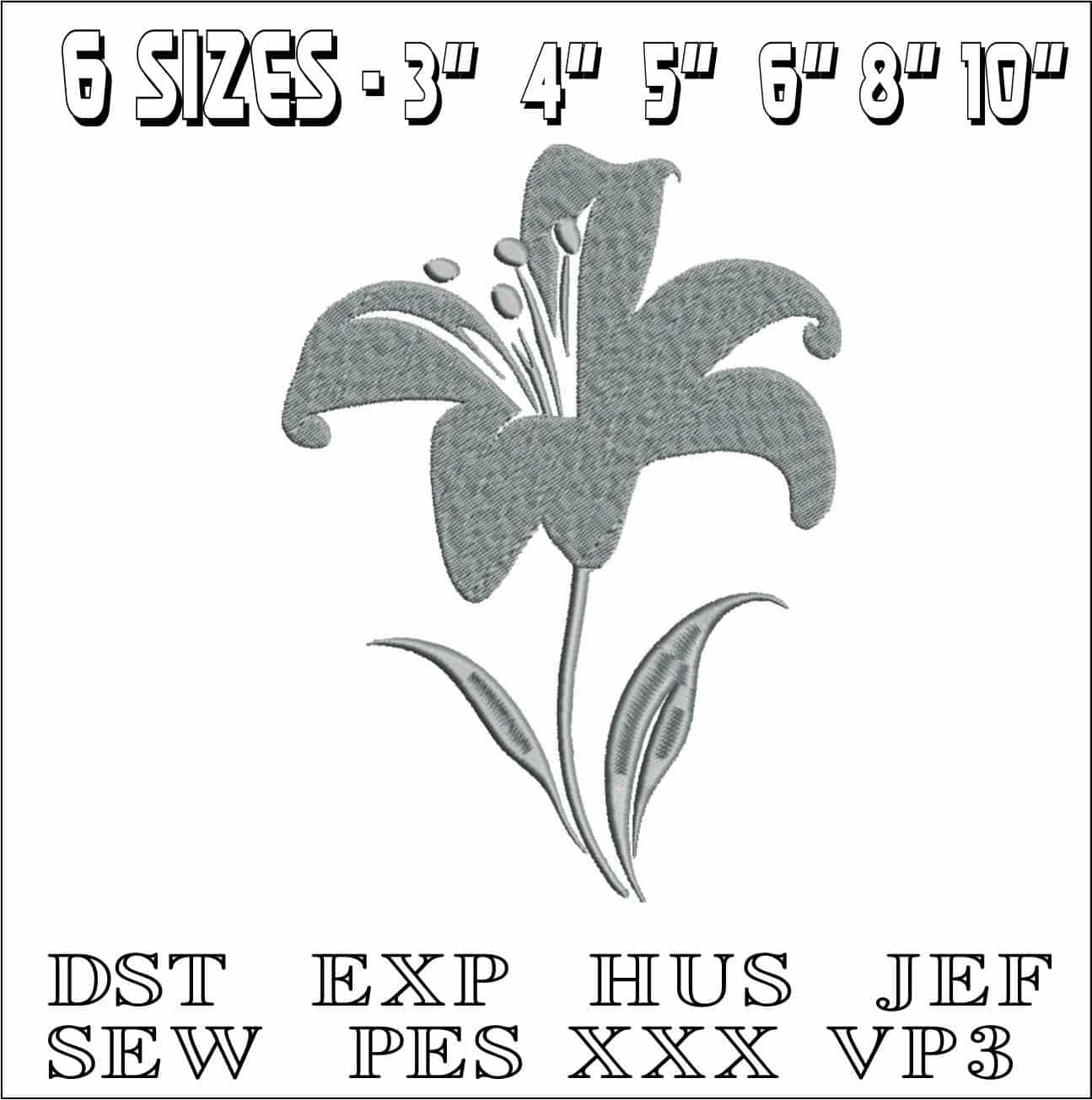 Lily Shiloette- Elegant embroidery design file - instant download — view 2