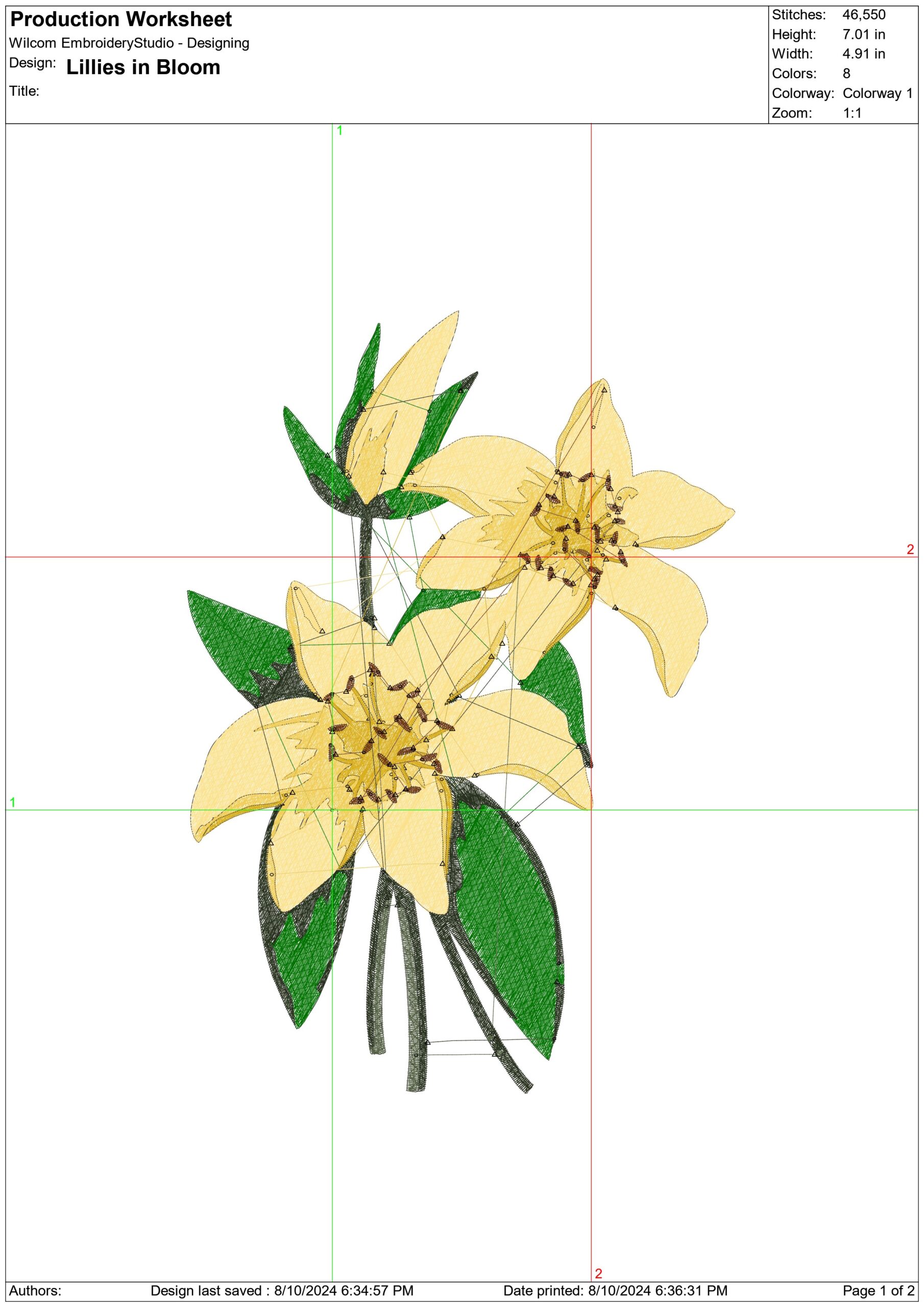 Lillies in Bloom- Elegant embroidery design file - instant download — view 4