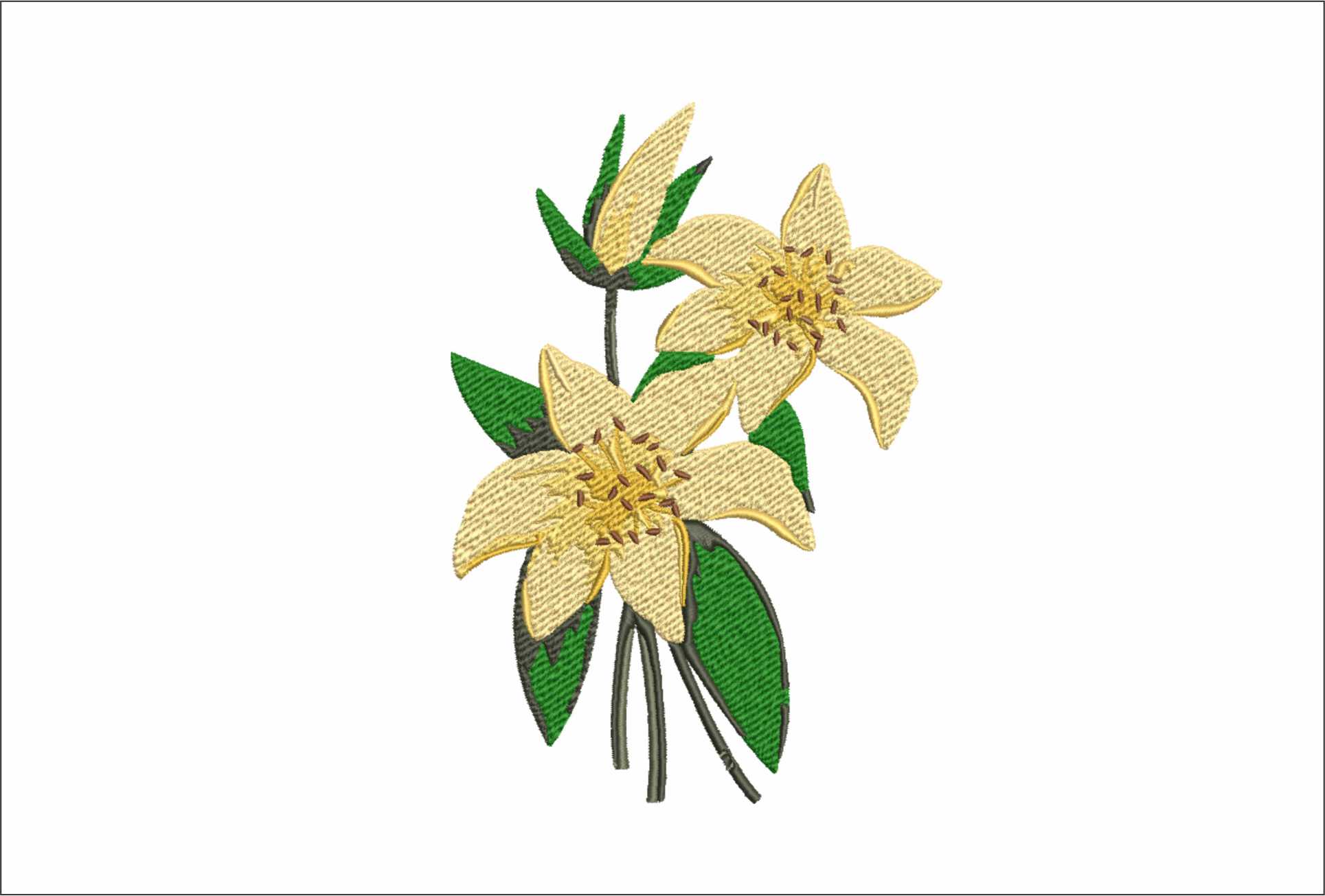 Lillies in Bloom- Elegant embroidery design file - instant download