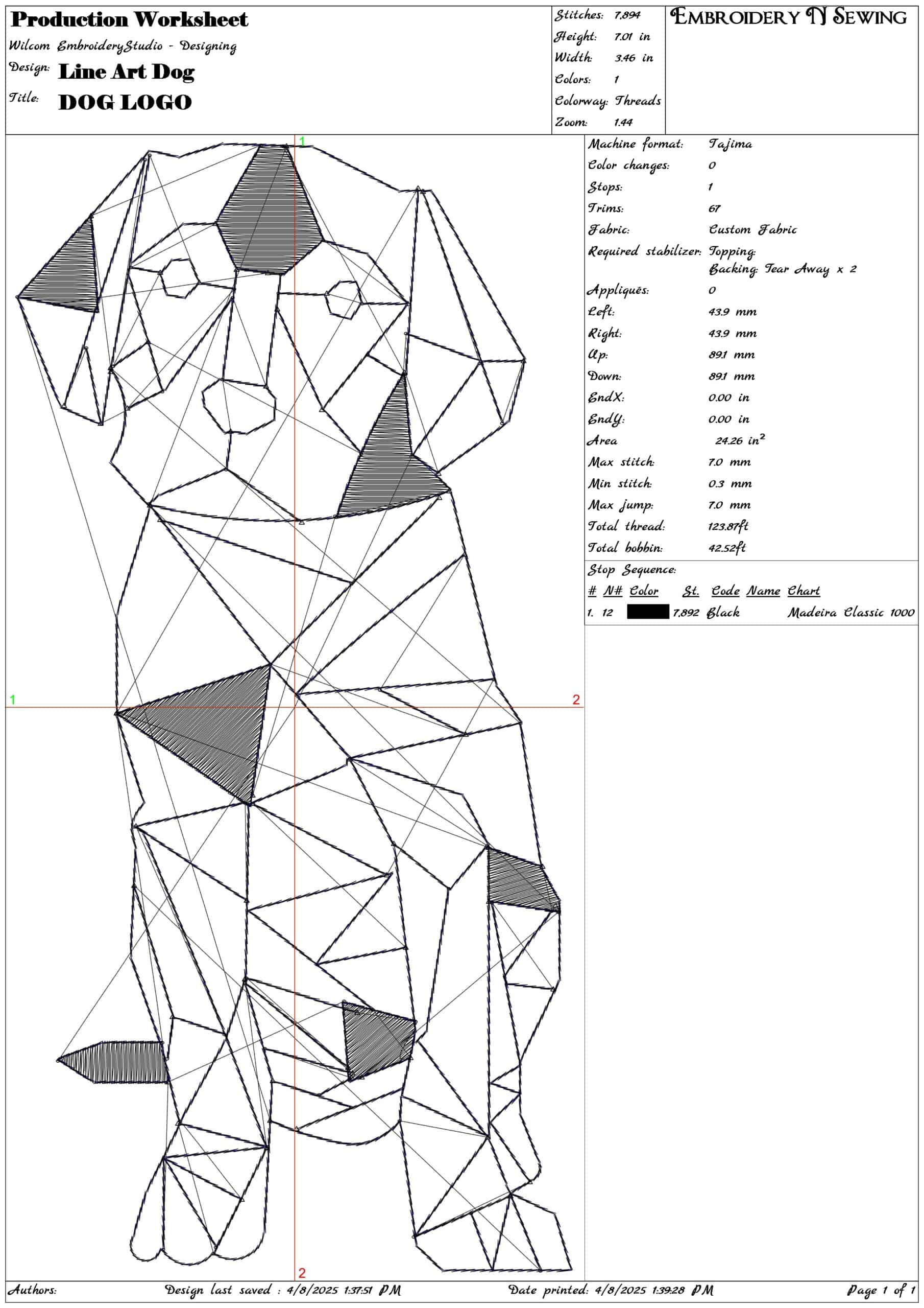 Line Art Dog- Elegant embroidery design file - instant download — view 3