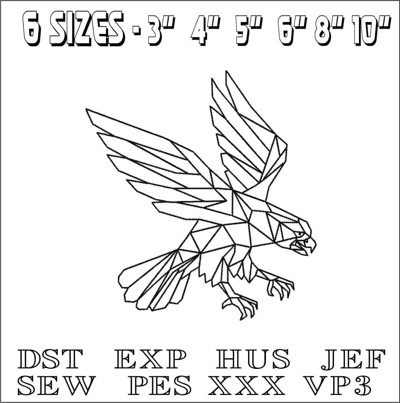 Line Art Eagle- Elegant embroidery design file - instant download — view 2