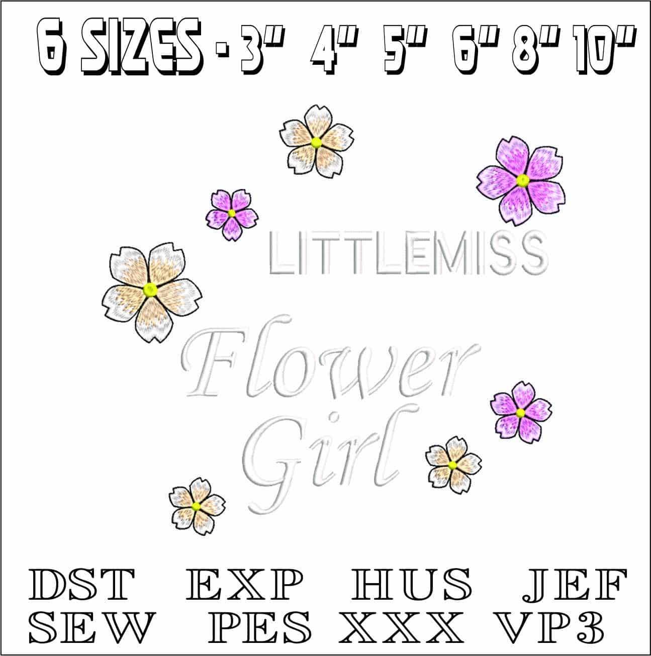 Little Miss Flower Girl- Elegant embroidery design file - instant download — view 2
