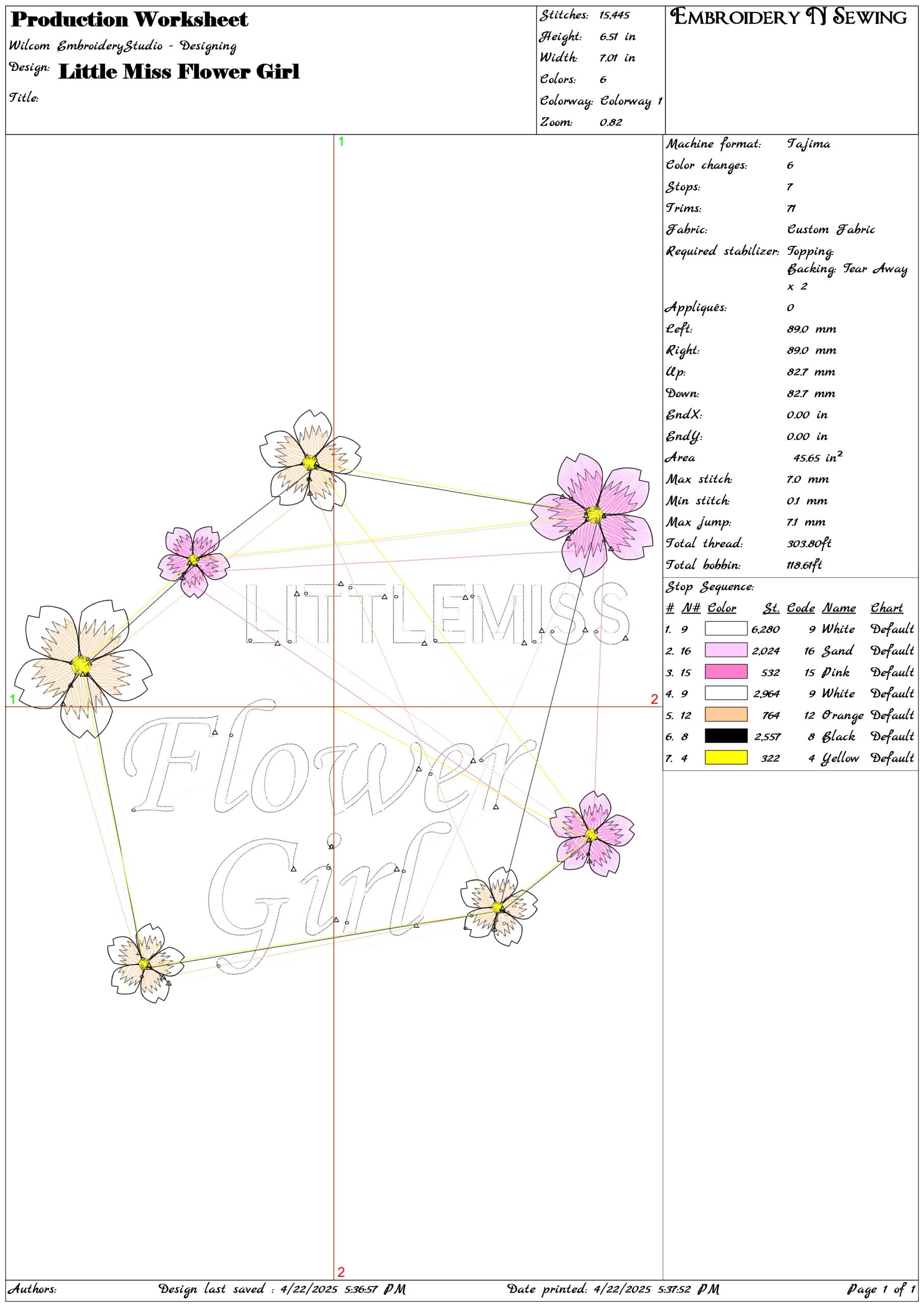 Little Miss Flower Girl- Elegant embroidery design file - instant download — view 3