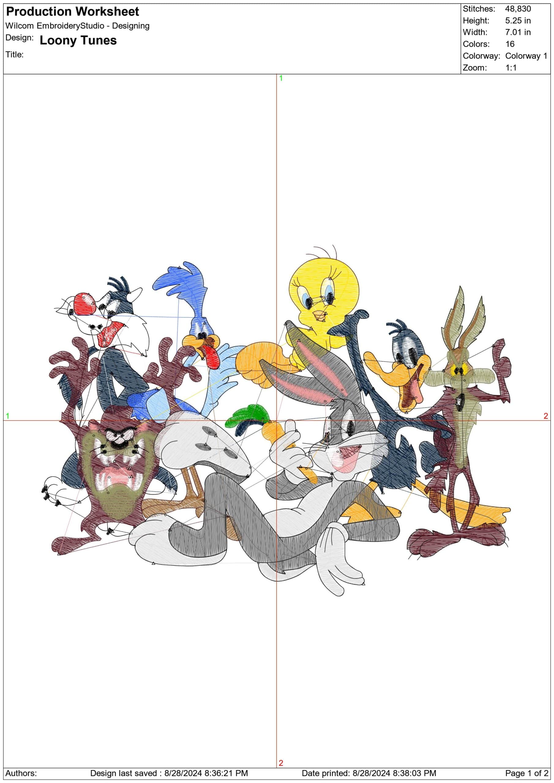 Loony Tunes- Elegant embroidery design file - instant download — view 3