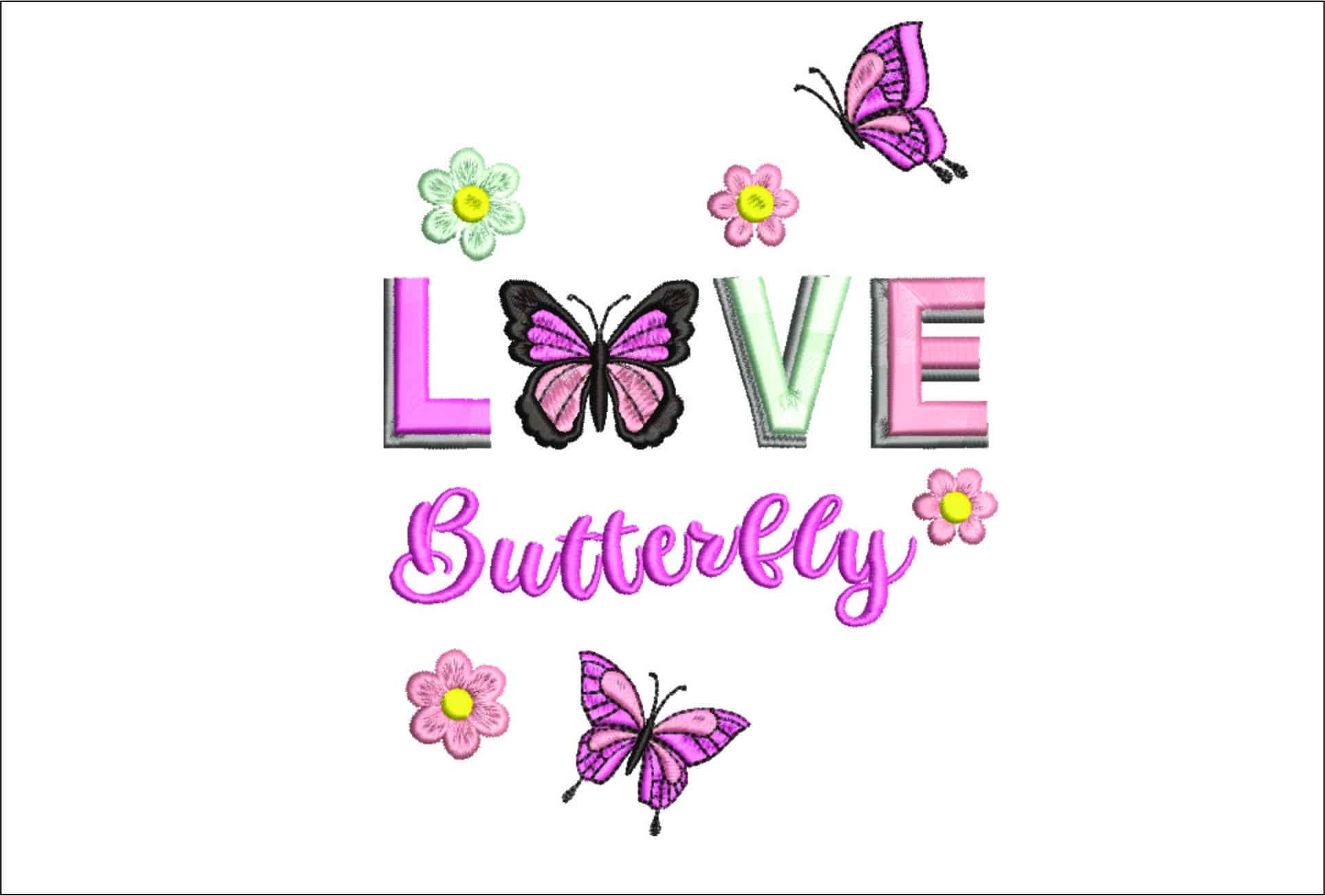 Love Butterflies- Elegant embroidery design file - instant download