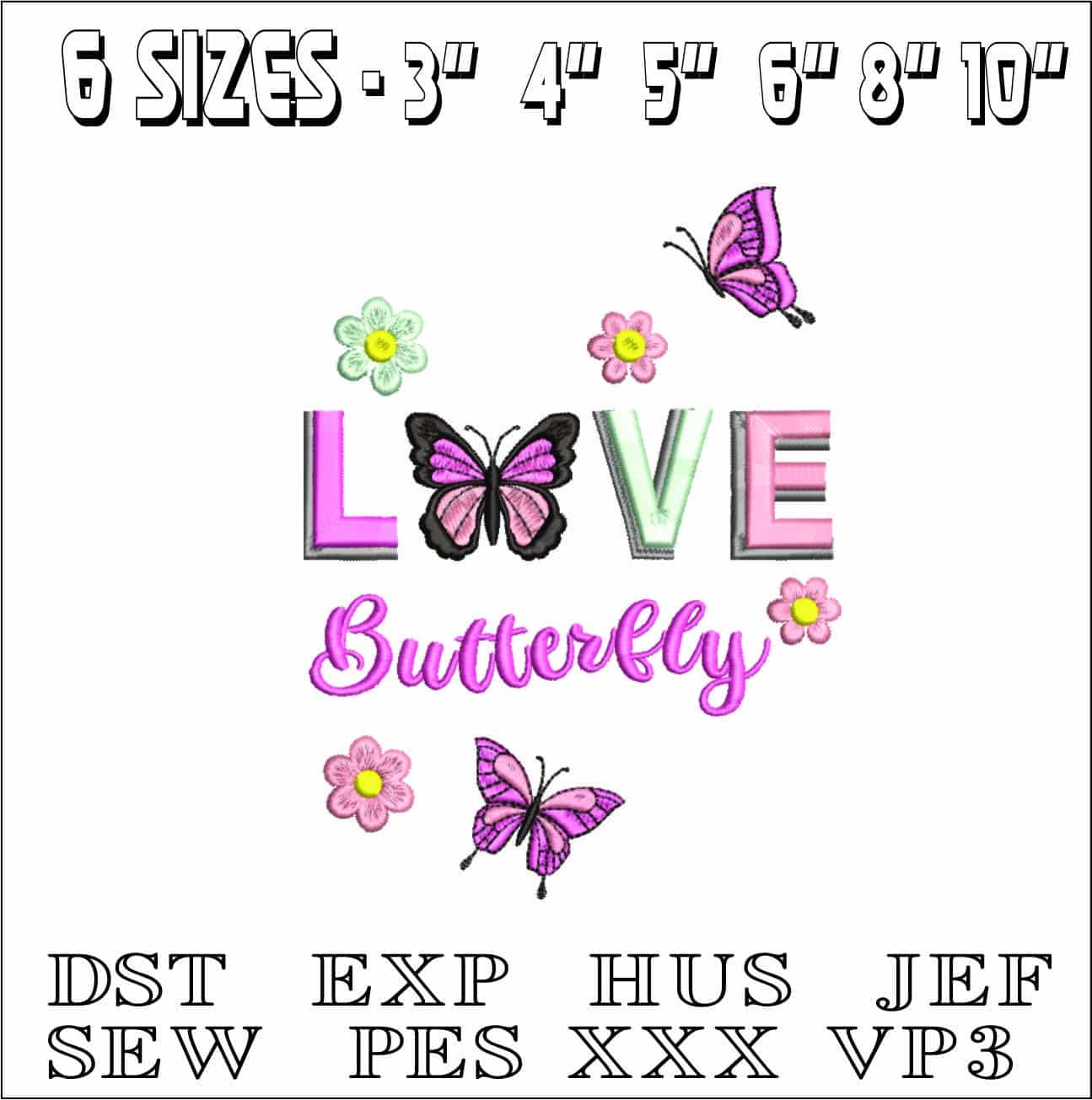 Love Butterflies- Elegant embroidery design file - instant download — view 2