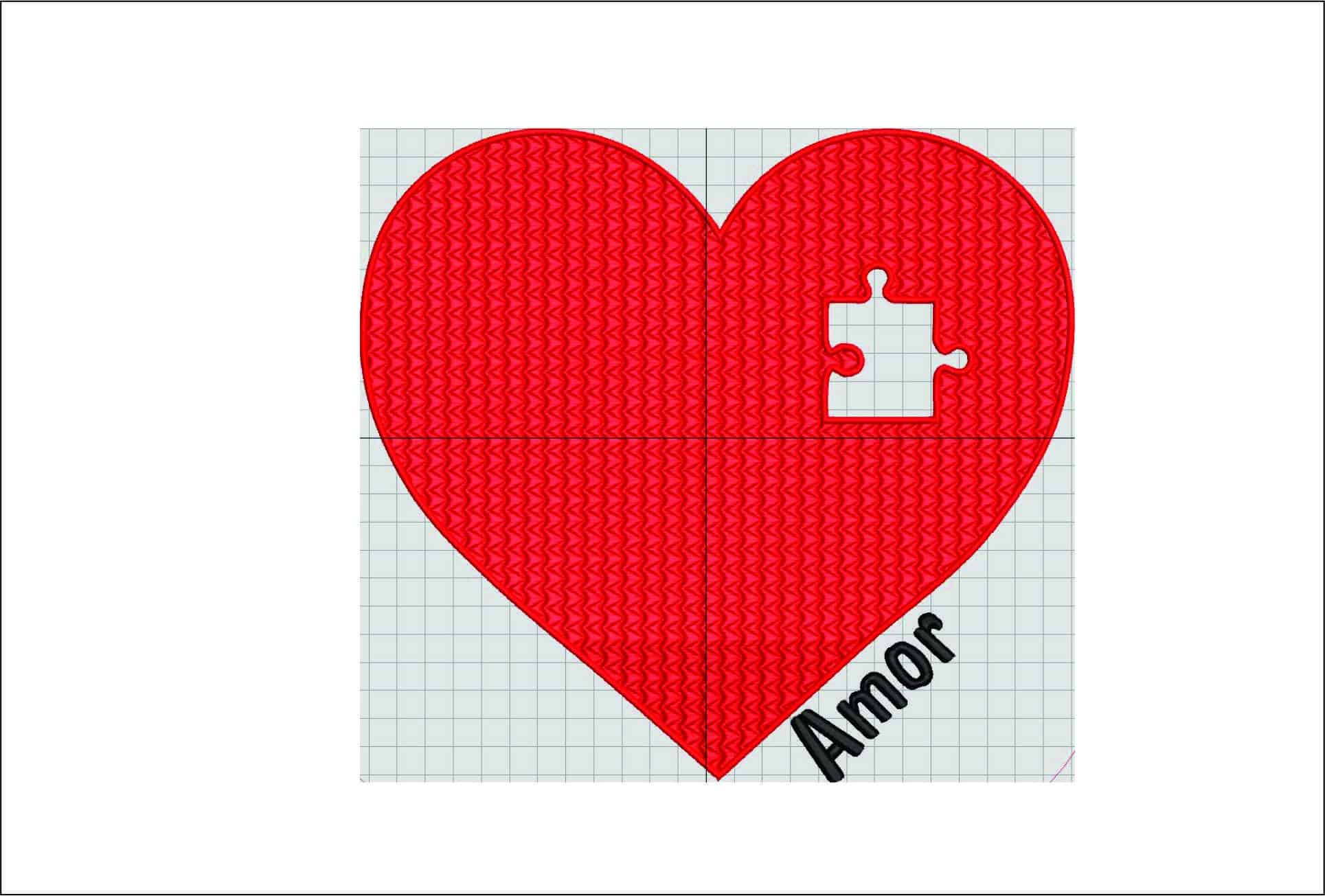 Love heart jigsaw piece- Elegant embroidery design file - instant download