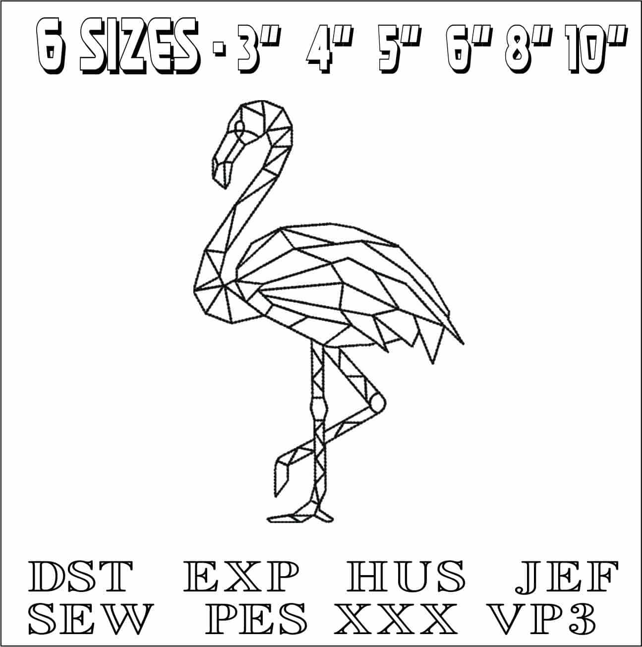 Line Art Flamingo- Elegant embroidery design file - instant download — view 2