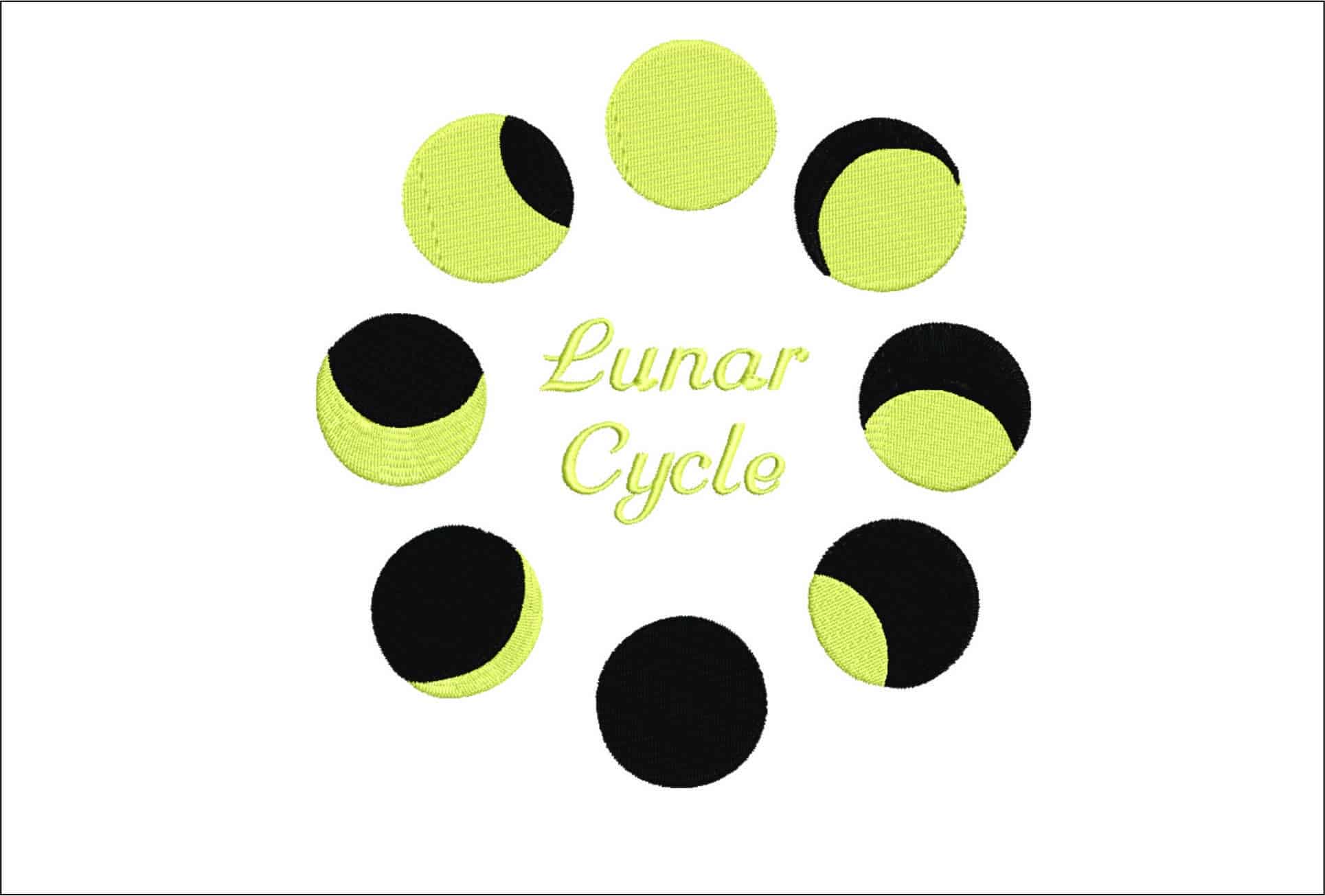 Lunar Cycle- Elegant embroidery design file - instant download