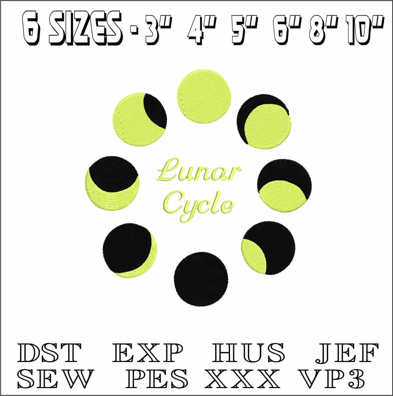 Lunar Cycle- Elegant embroidery design file - instant download — view 2