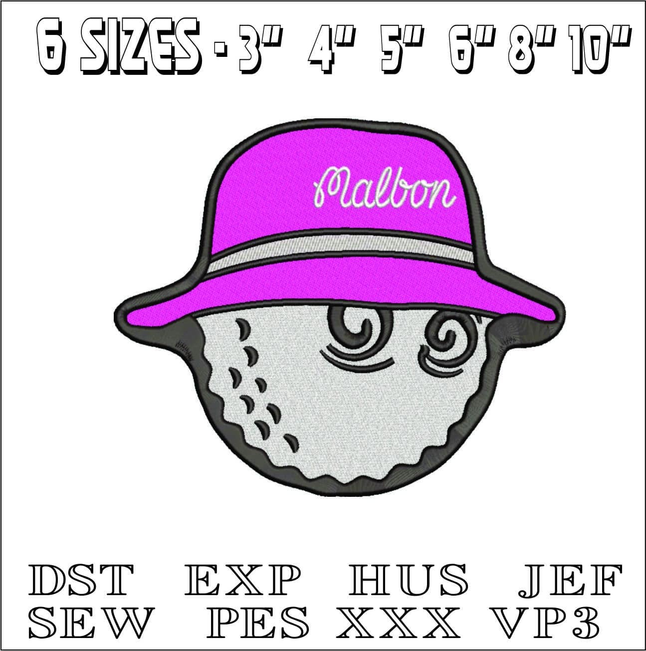 Malbon Ball hat- Elegant embroidery design file - instant download — view 2