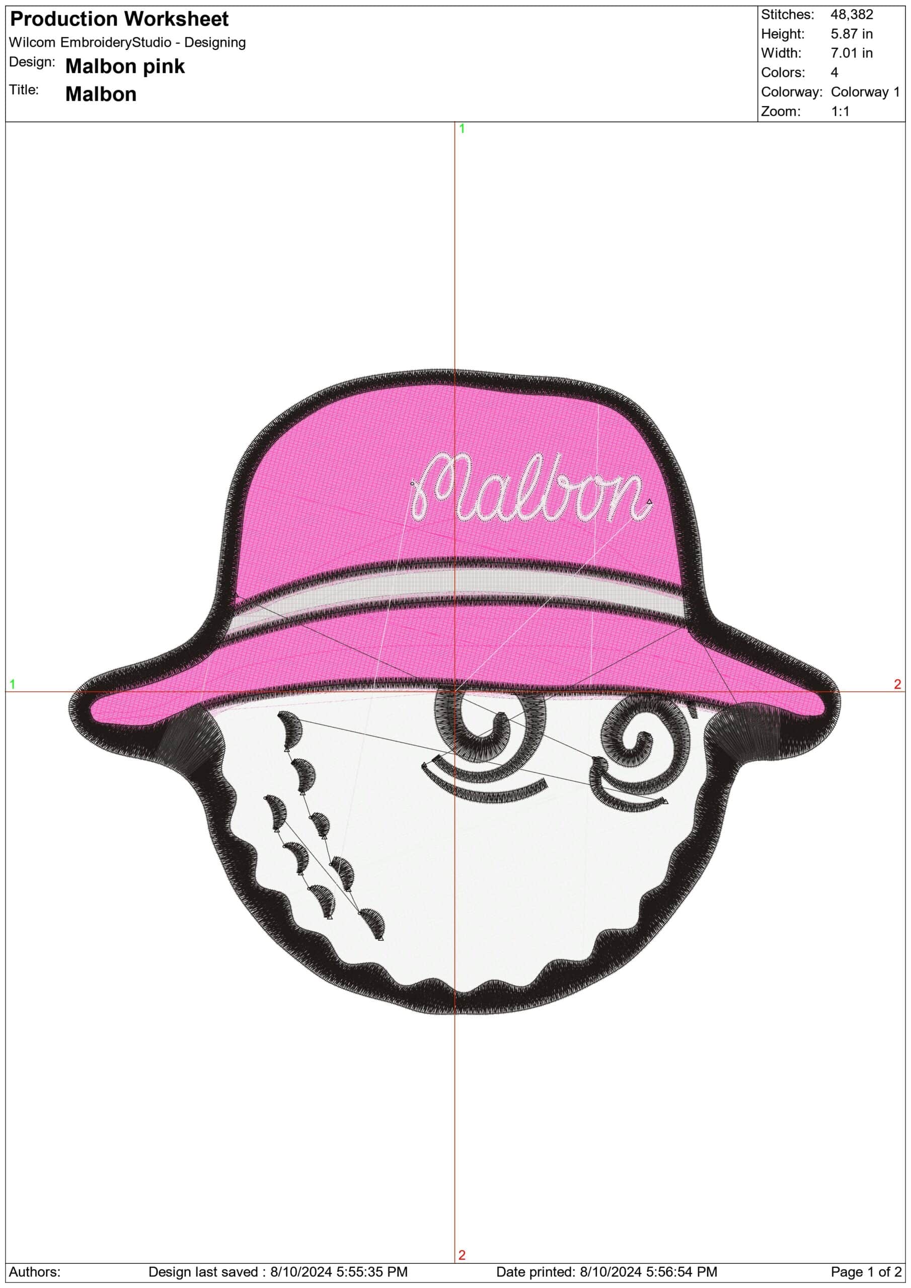 Malbon Ball hat- Elegant embroidery design file - instant download — view 4